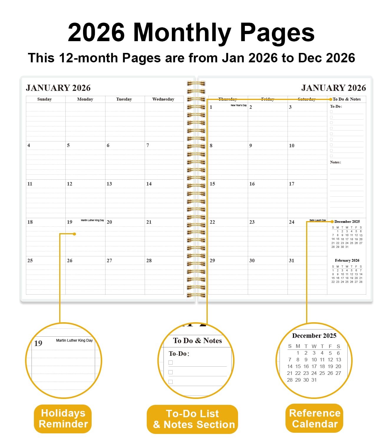 Monthly Planner 2026 – Monthly Calendar from January 2026 to December 2026, 2…