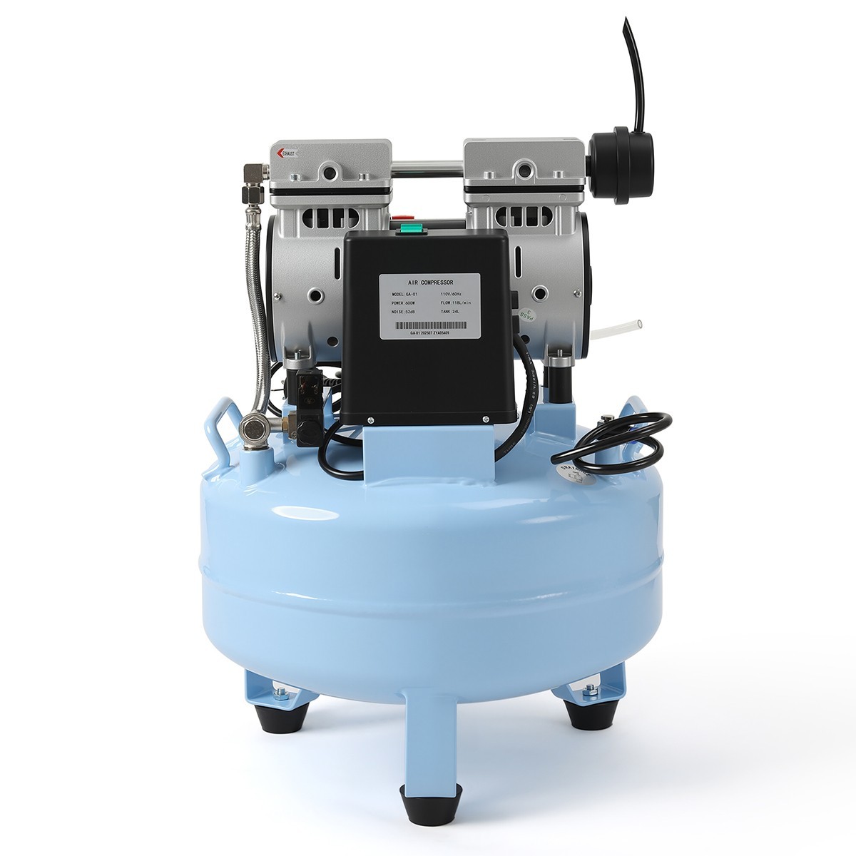 Compresor de aire silencioso médico dental libre de aceite 24L/40L tanque