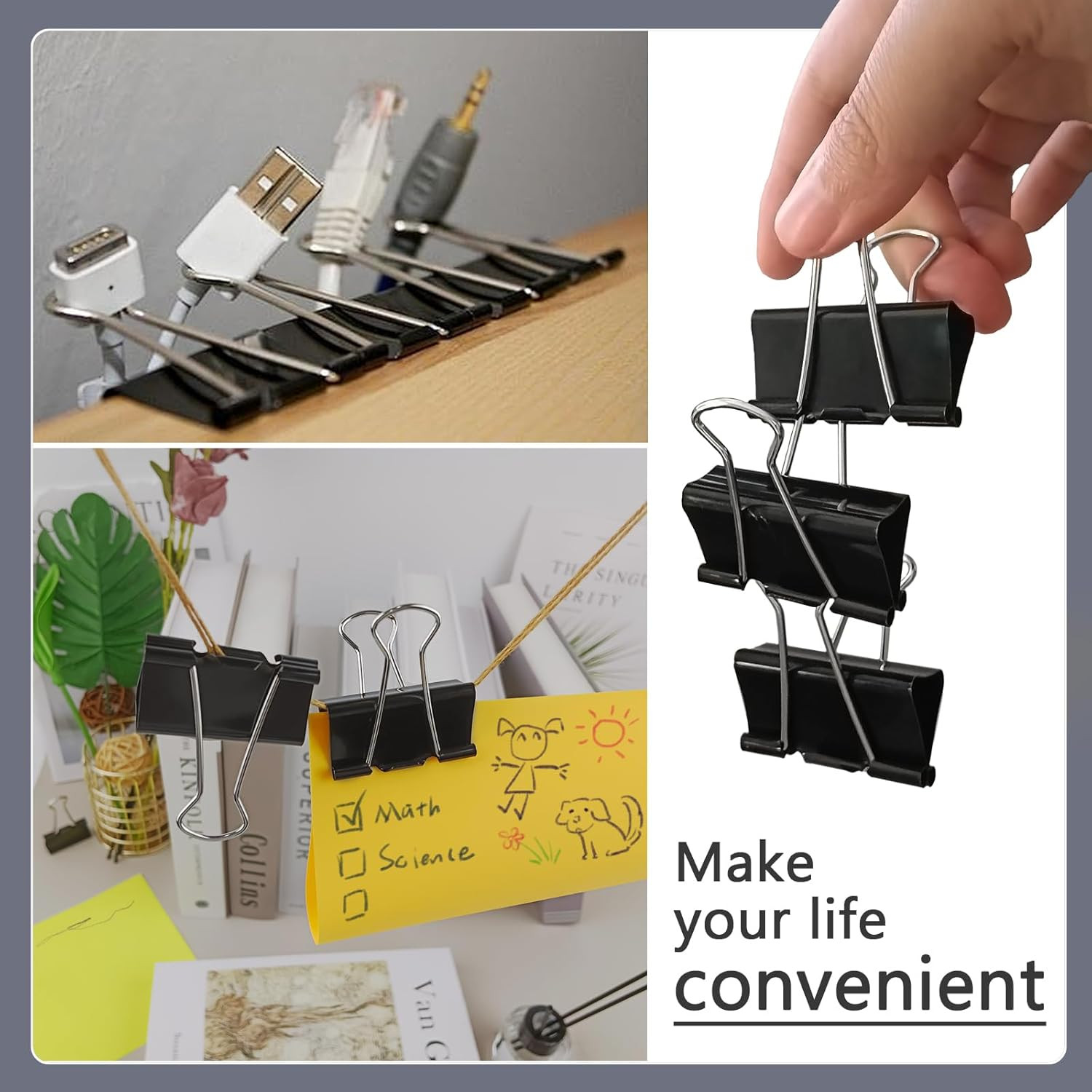 DSTELIN Large Binder Clips 1.6-Inch (24 Pack), Big Paper Clamps Clips for Office