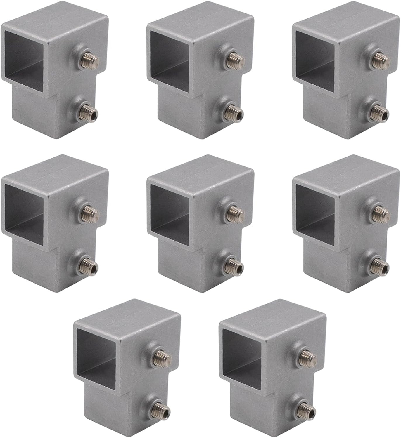 8-Pack 1” Square Tube 3-Way T Connector Aluminum Alloy Fence Fitting