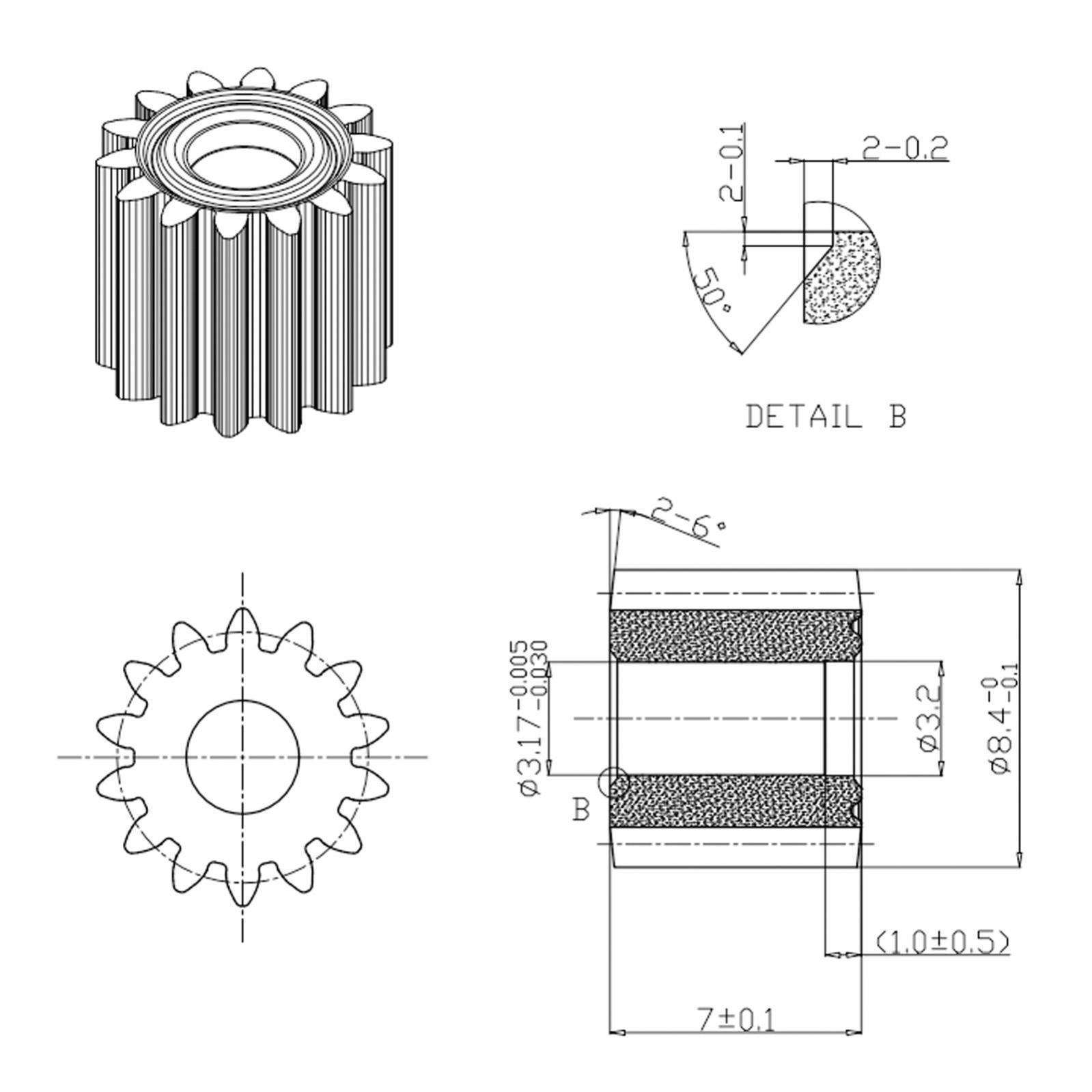 RS550 DC Motor 14 Teeth Gear 21V 25000RPM for Reciprocating Saw / Electric Drill