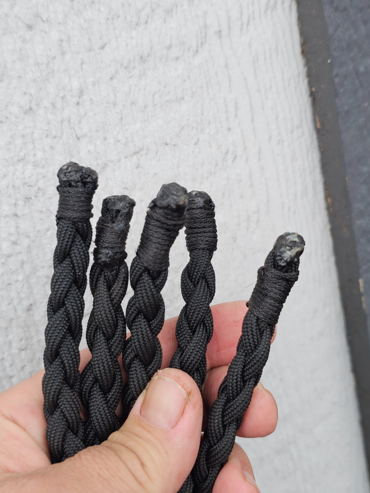 Set of 5 Paracord Piggin Strings Tie Strings Western Ranch Work Rope All Black