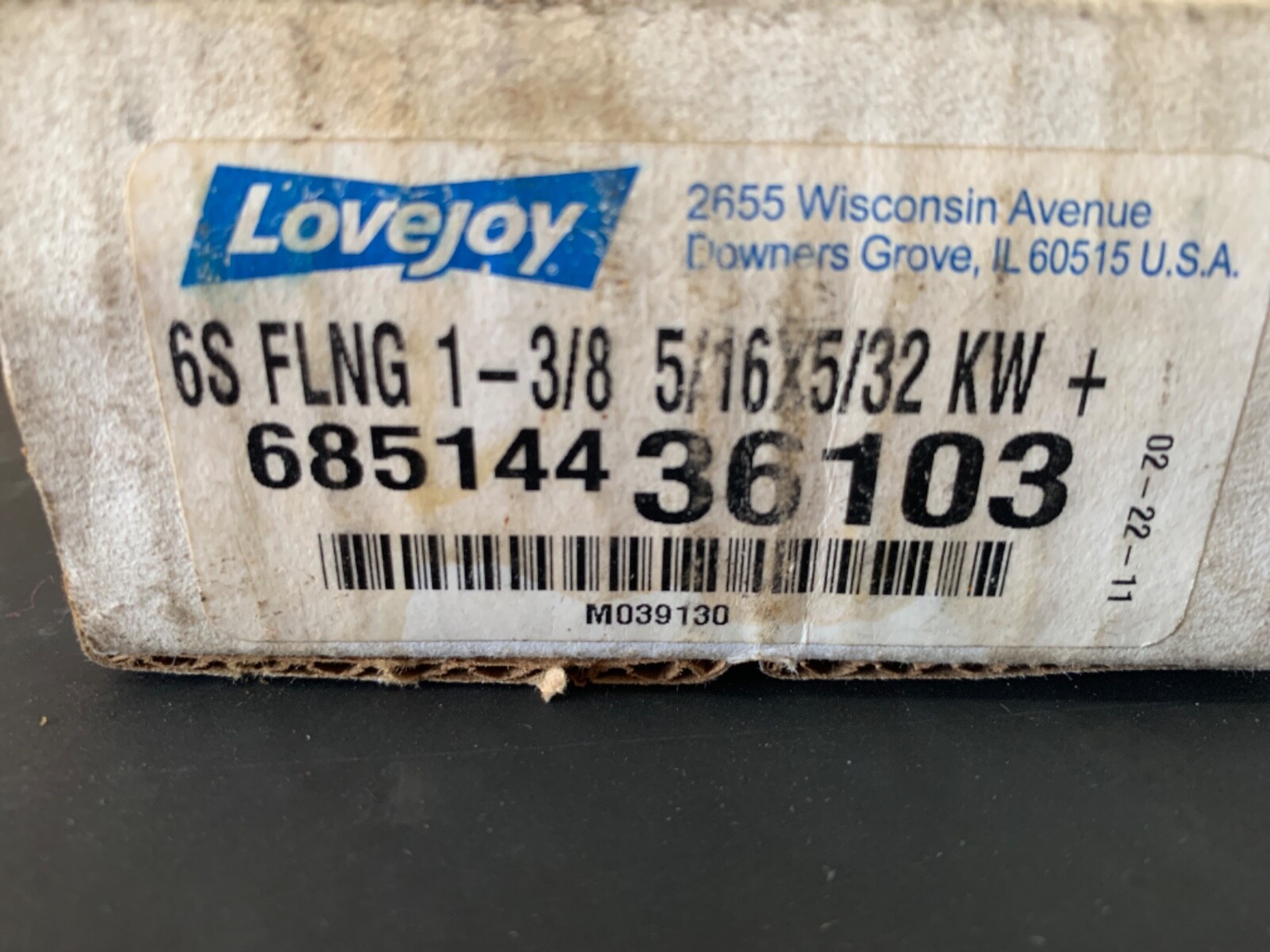 LOVEJOY 36103 COUPLING 6S FLNG 1-3/8 5/16×5/32 KW