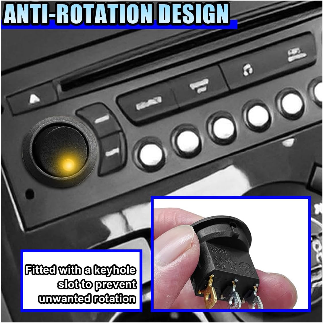 8PCS 12V 20A LED Light Circle round Toggle Rocker Switch, SPST 3 Pin KCD1 On-Off