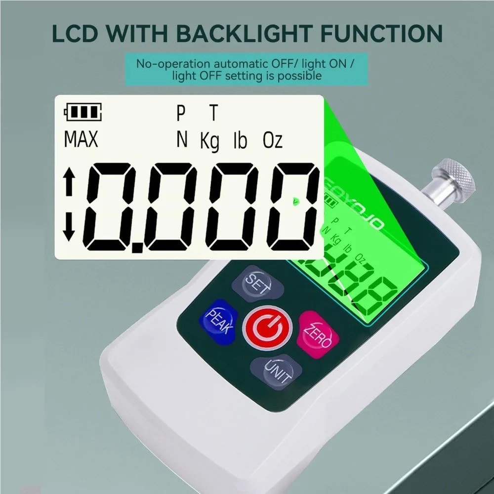 5-500N Portable Digital Force Gauge Auto Backlit LCD High Precision for Lab