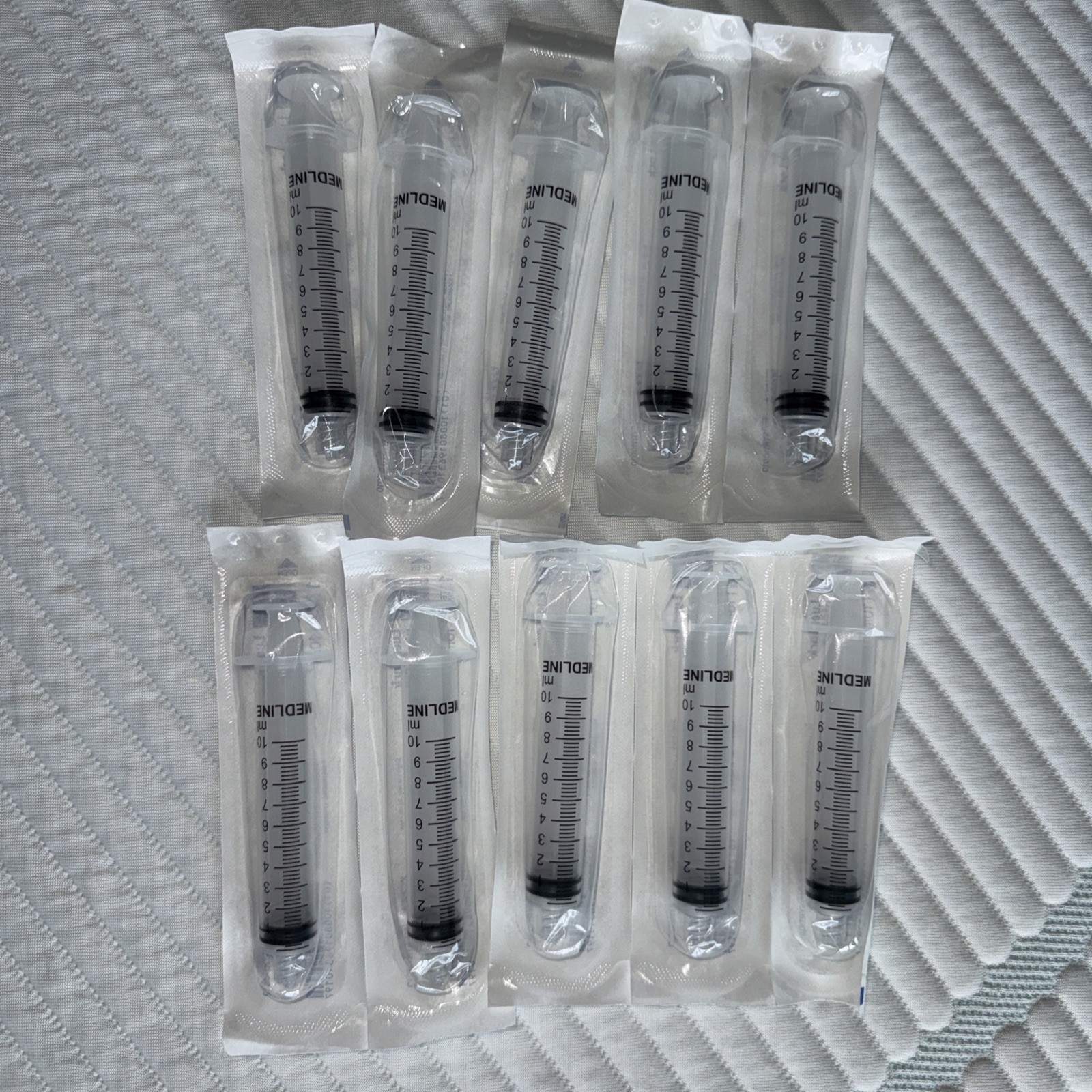Lot Of 10 Medline 10ml Luer Lock Disposable Syringe No Needle Sterile SYR110010