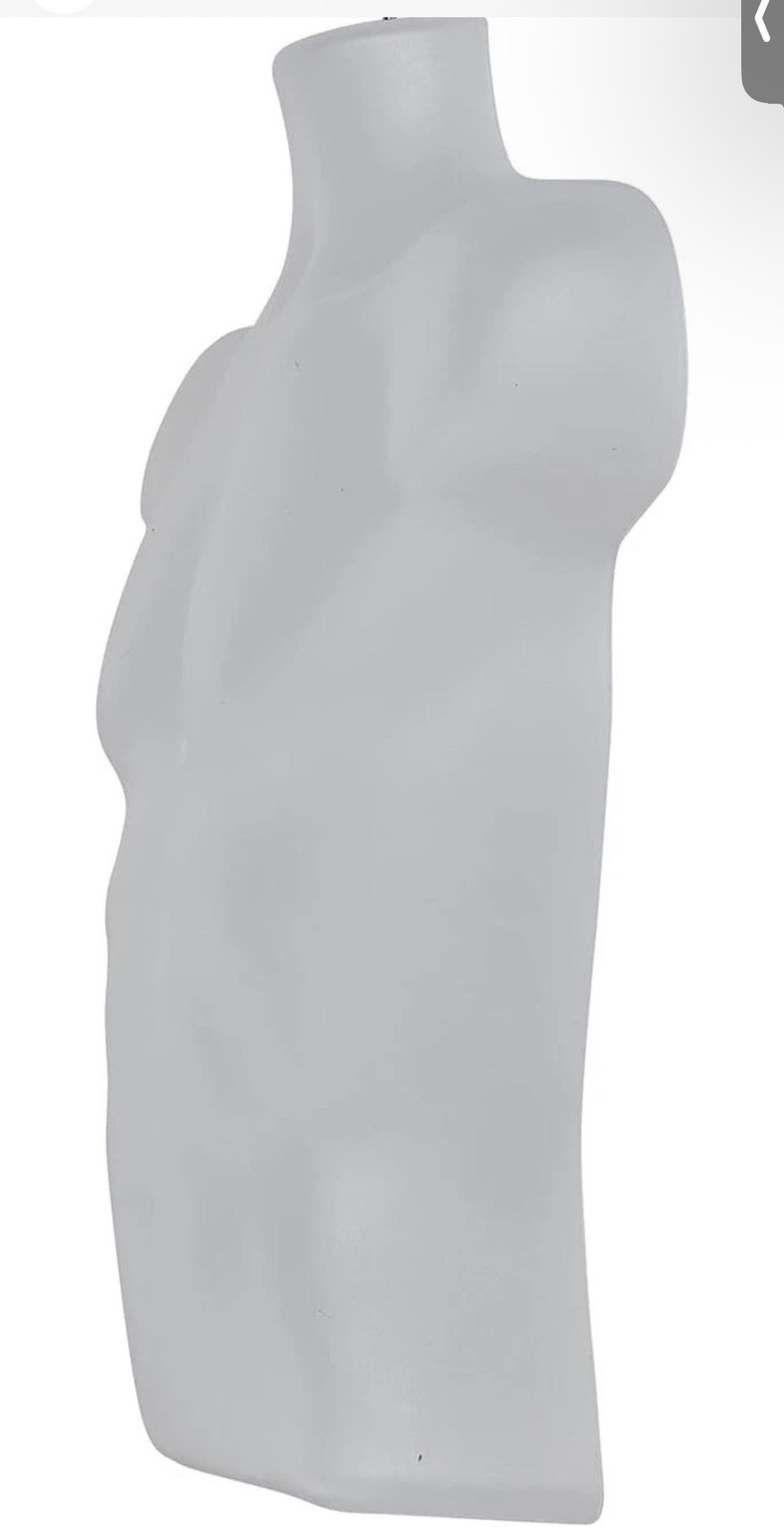 Molded Man’s Shirt Torso Form Fits S-L Hanging Male Mannequin Opaque Frosted