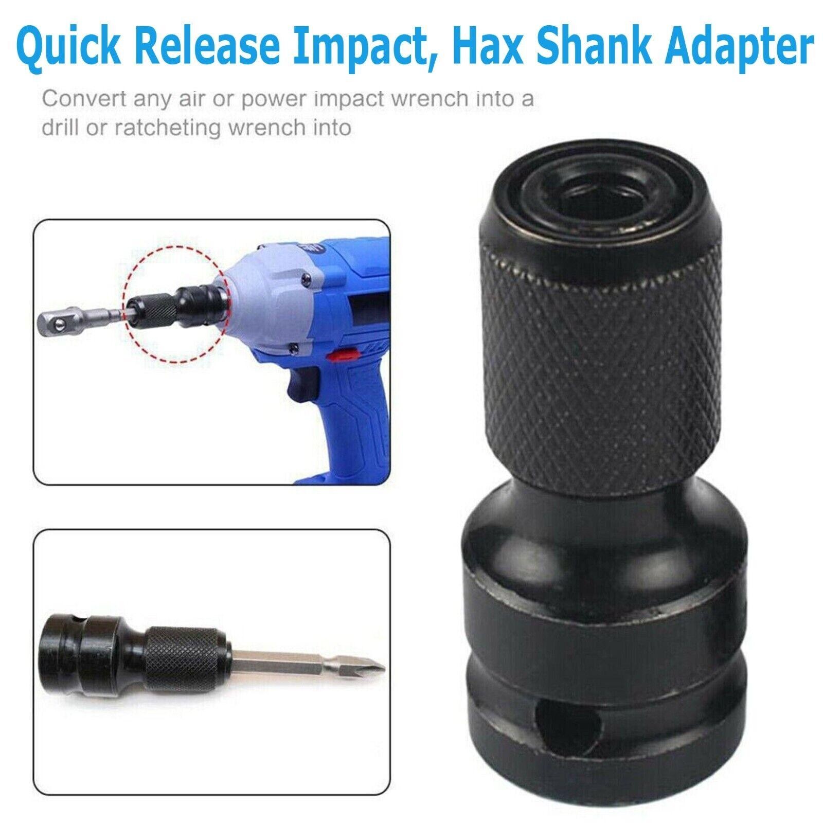 2Pcs/Set 1/2″ Square Drive to 1/4″ Hex Socket Adapter Converter Chuck Adapter
