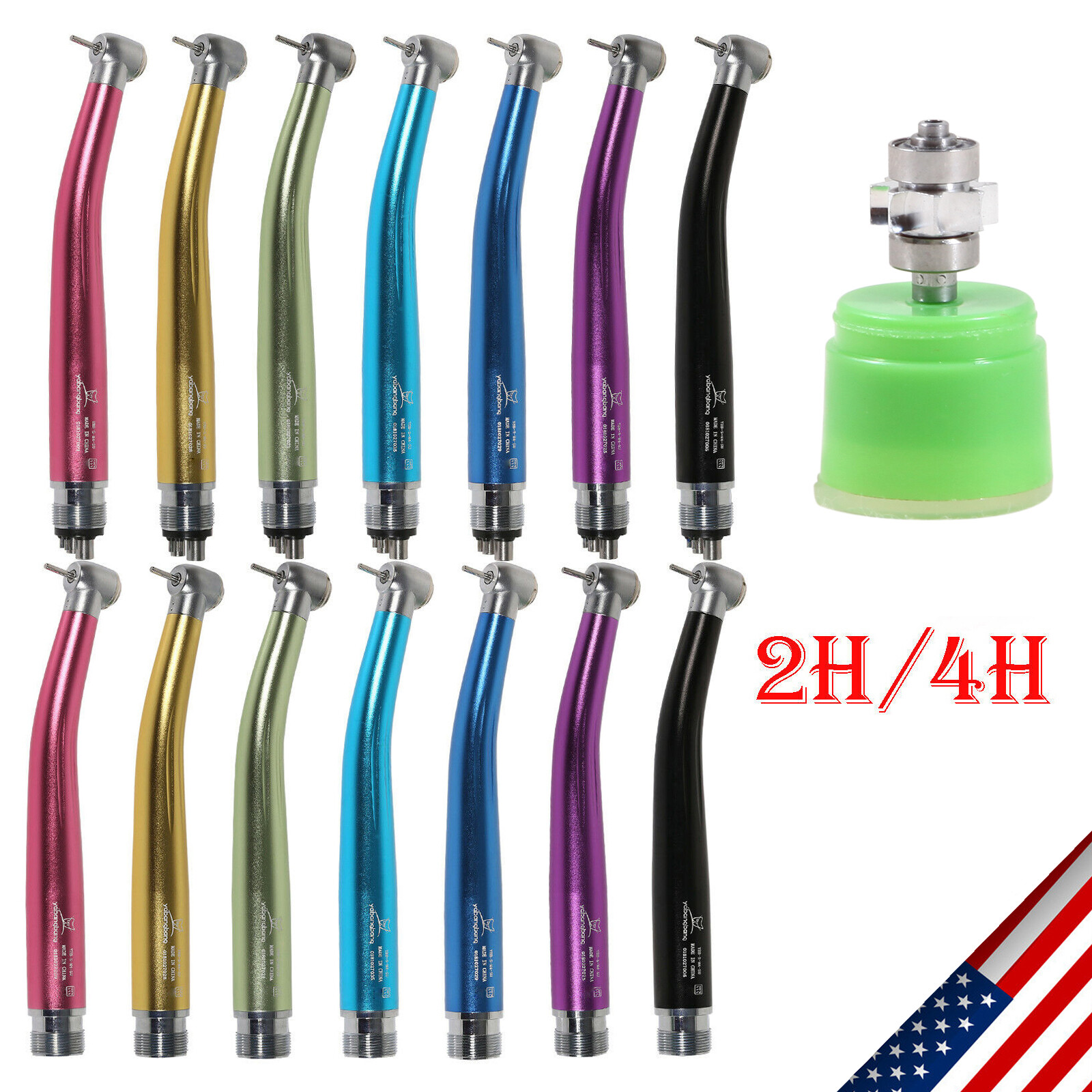 NSK Style Dental Color High Speed Handpiece Turbine Push Button 2Hole/4Hole po