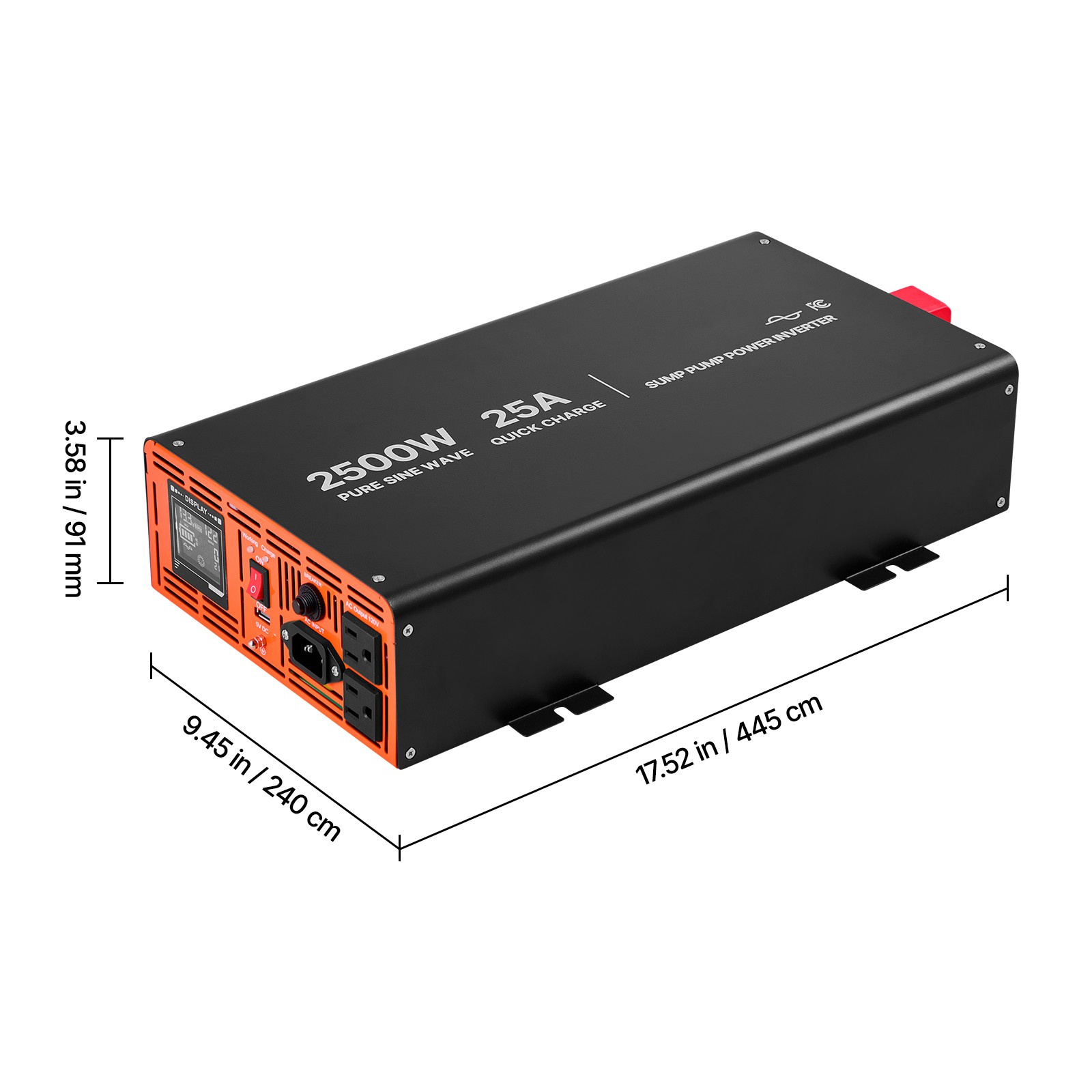 Uimoso 2500W Sump Pump Backup System with LCD and Pure Sine Wave Inverter