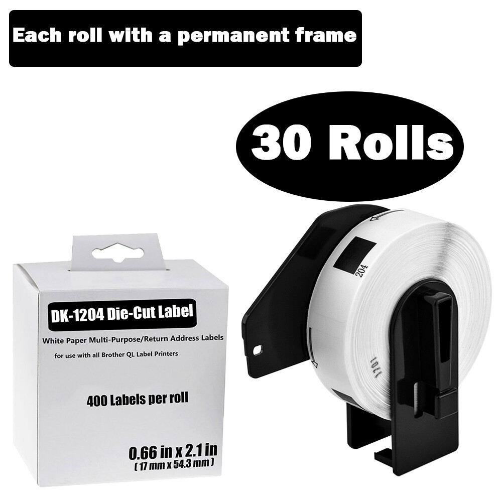 30PK 17mm*54mm DK-1204 Mult Purpose Thermal Paper Label Fit for Brother QL-570VM
