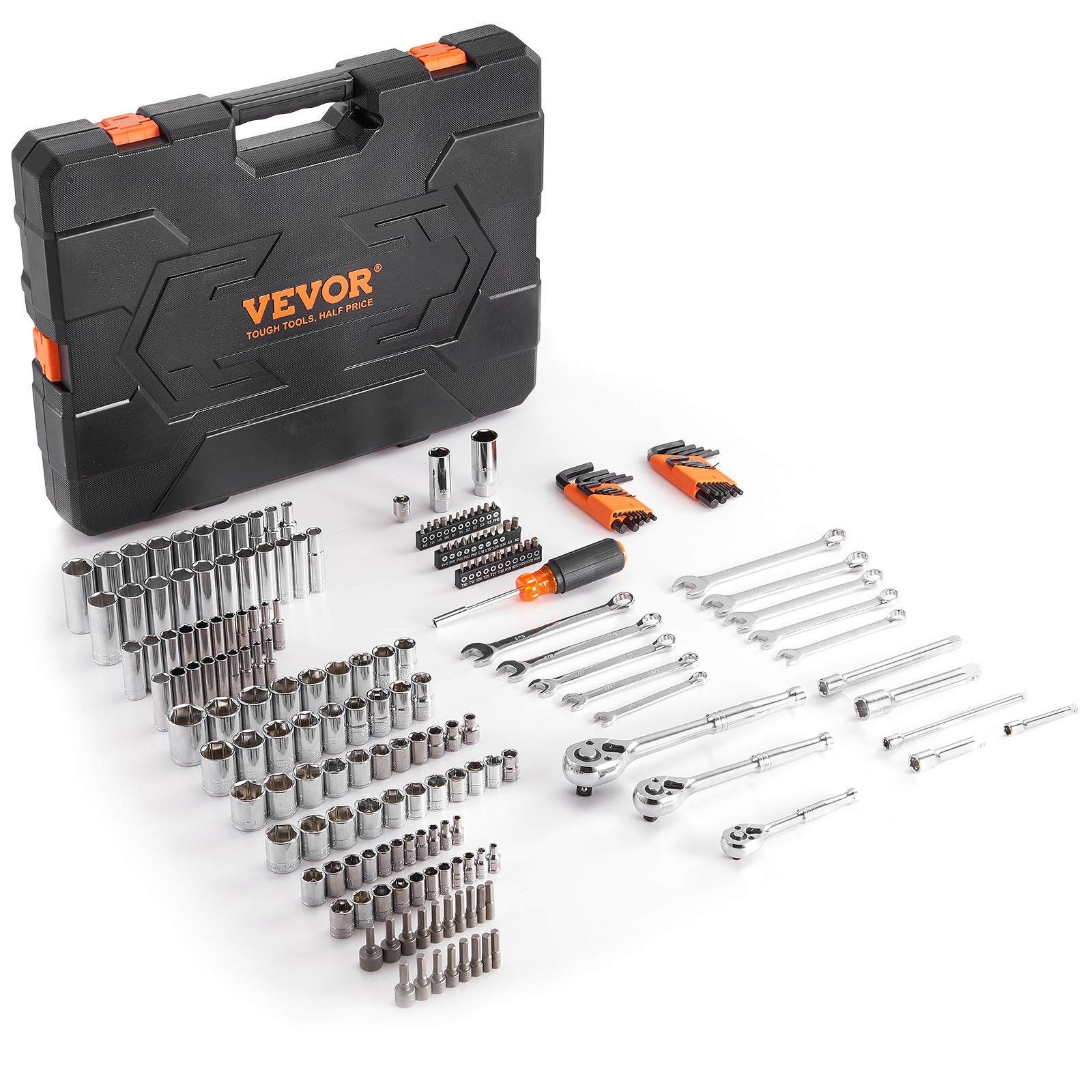 VEVOR Mechanics Tool Set And Socket Set, Drive Deep And Standard Sockets, 205pc