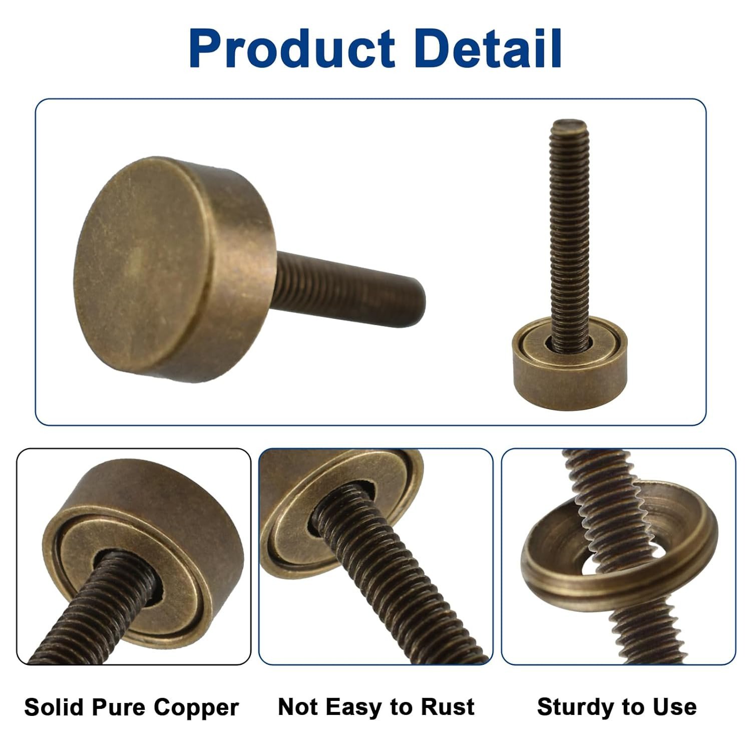 Brass Decorative Bolts with Caps, 8 Pack Antique Bronze Bolt Screws and Decorati