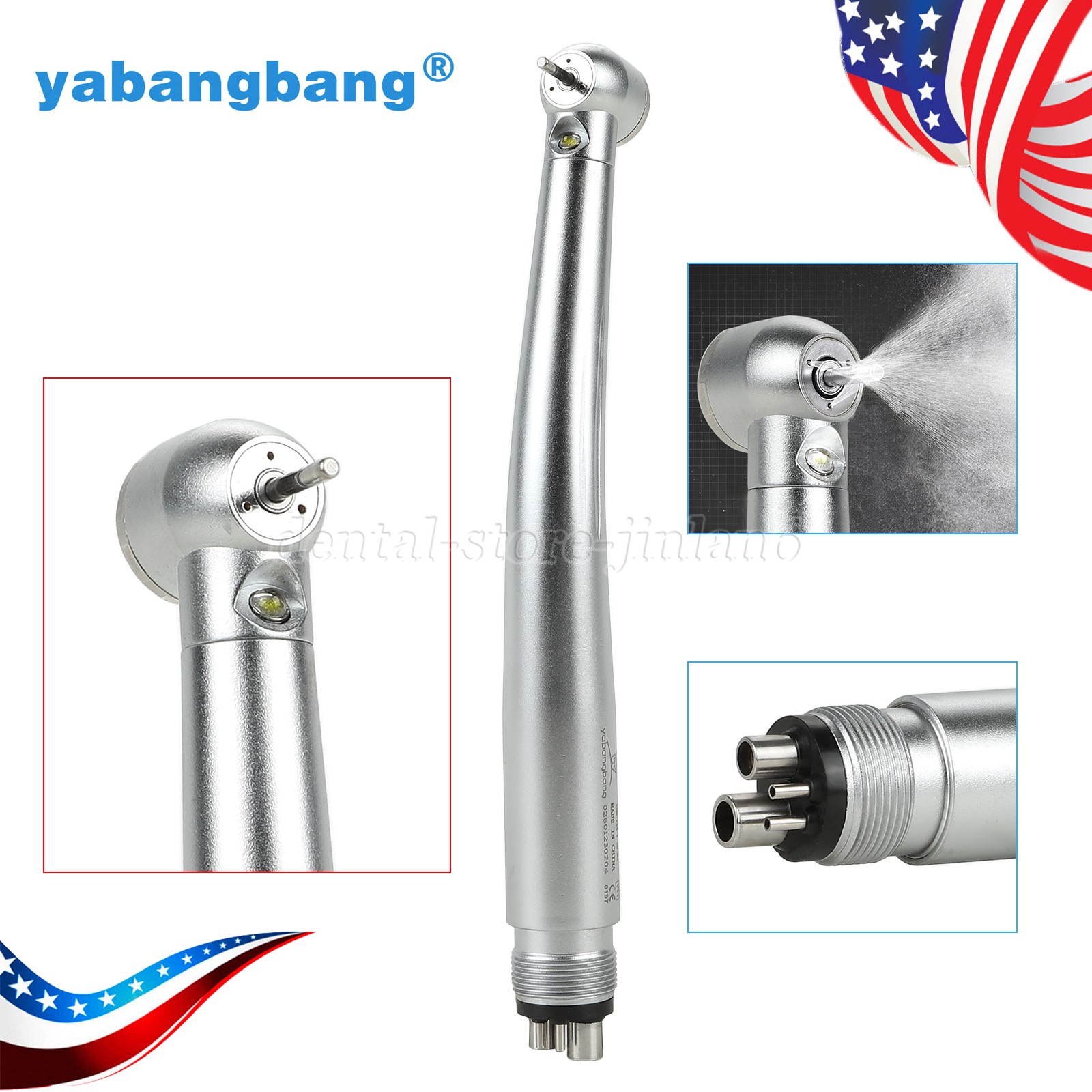 1-10 Dental LED Fiber Optic E-generator High Speed Handpiece 4 HOLE