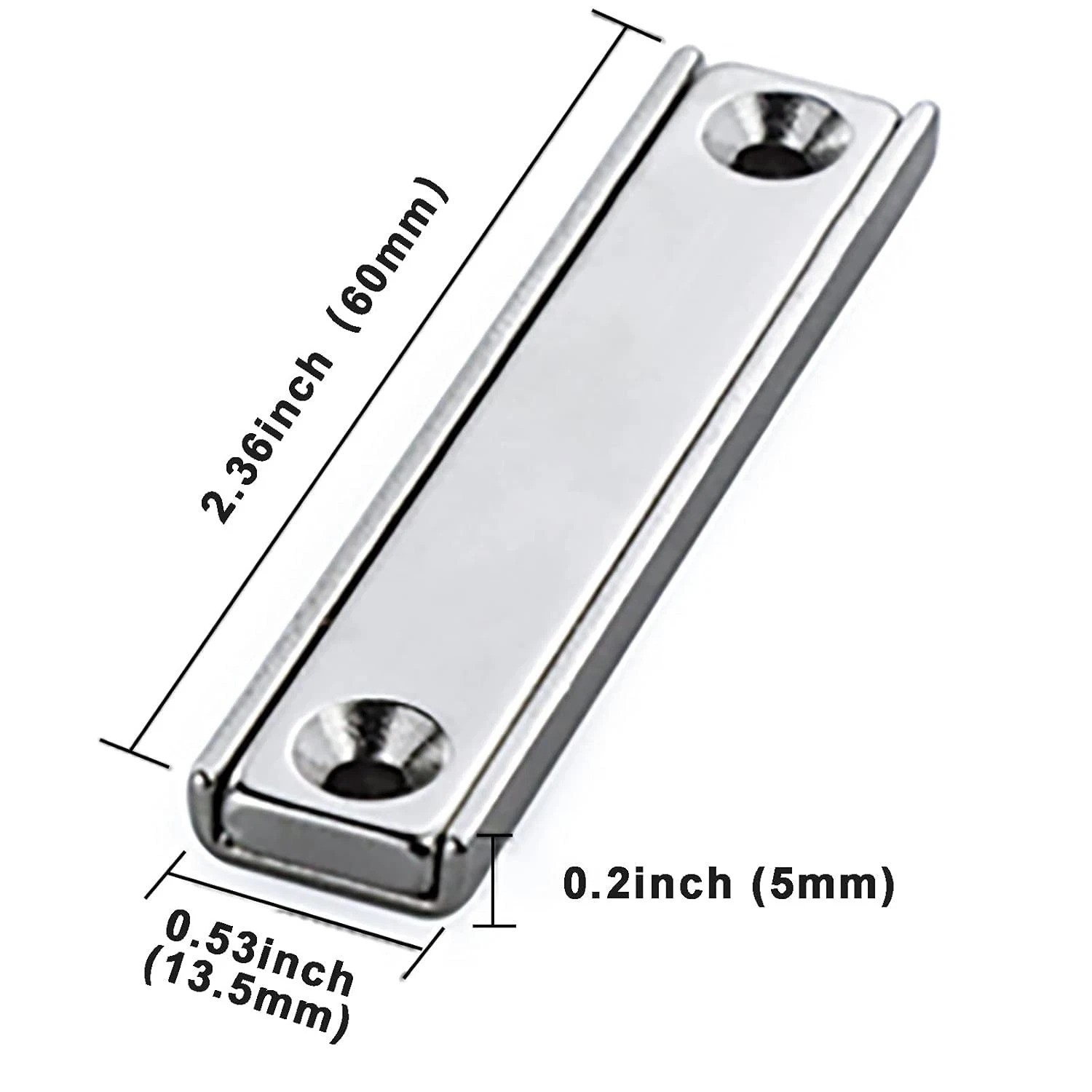 80lbs Pulling Force Neodymium Rectangular Pot Magnets 60 Packs, 2.36″x0.53″x0…