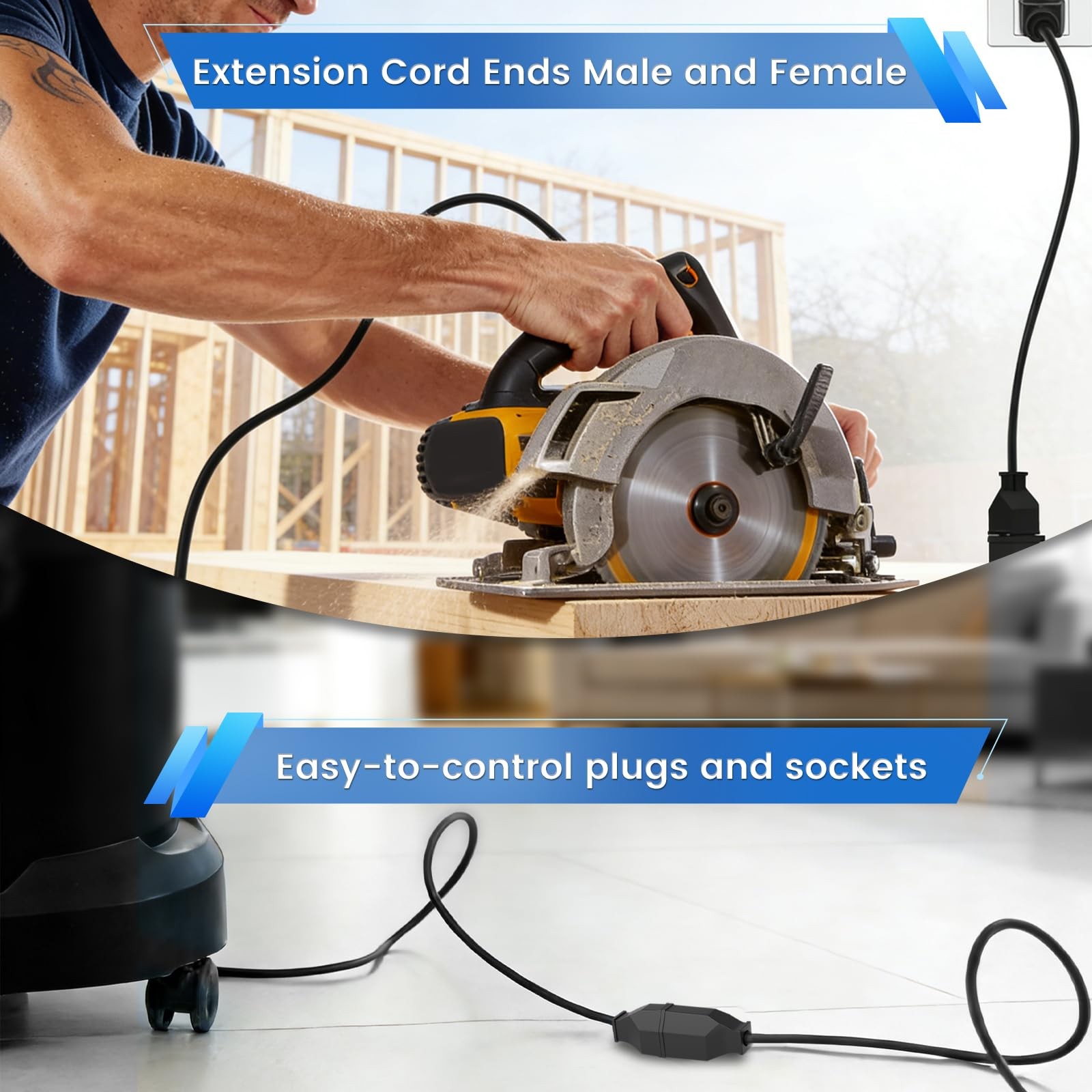 Electrical Replacement Plug & Connector Set, Extension Cord Ends Male and Female