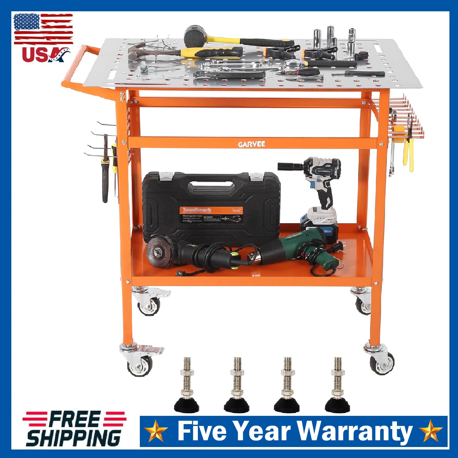 Welding Table 36″x24″ 800LBS Welding Table Workbench with Fixture Holes & Hooks