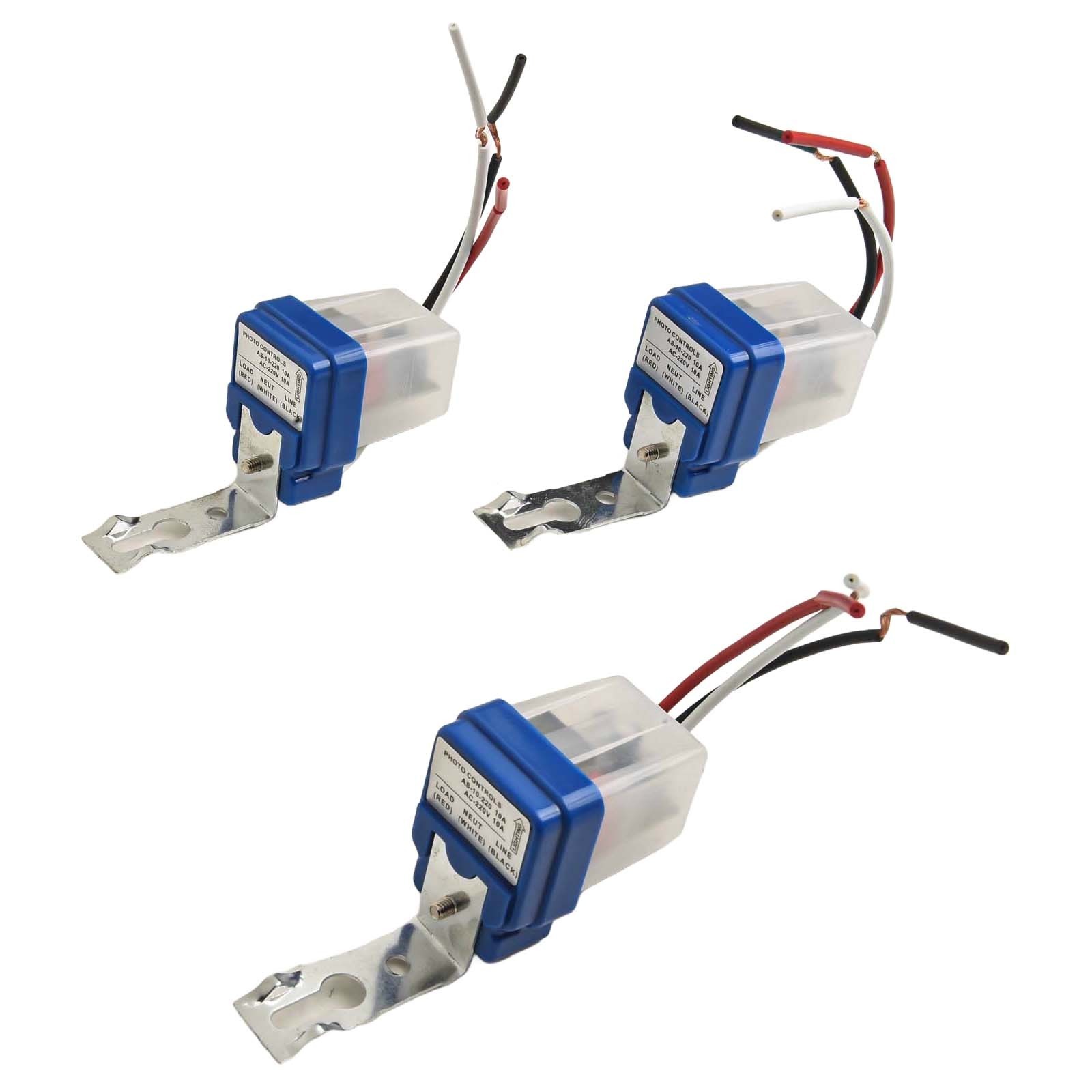 Auto On Off Light Sensor Switch 3Pcs AC 220V 10A for Gardens and Streets