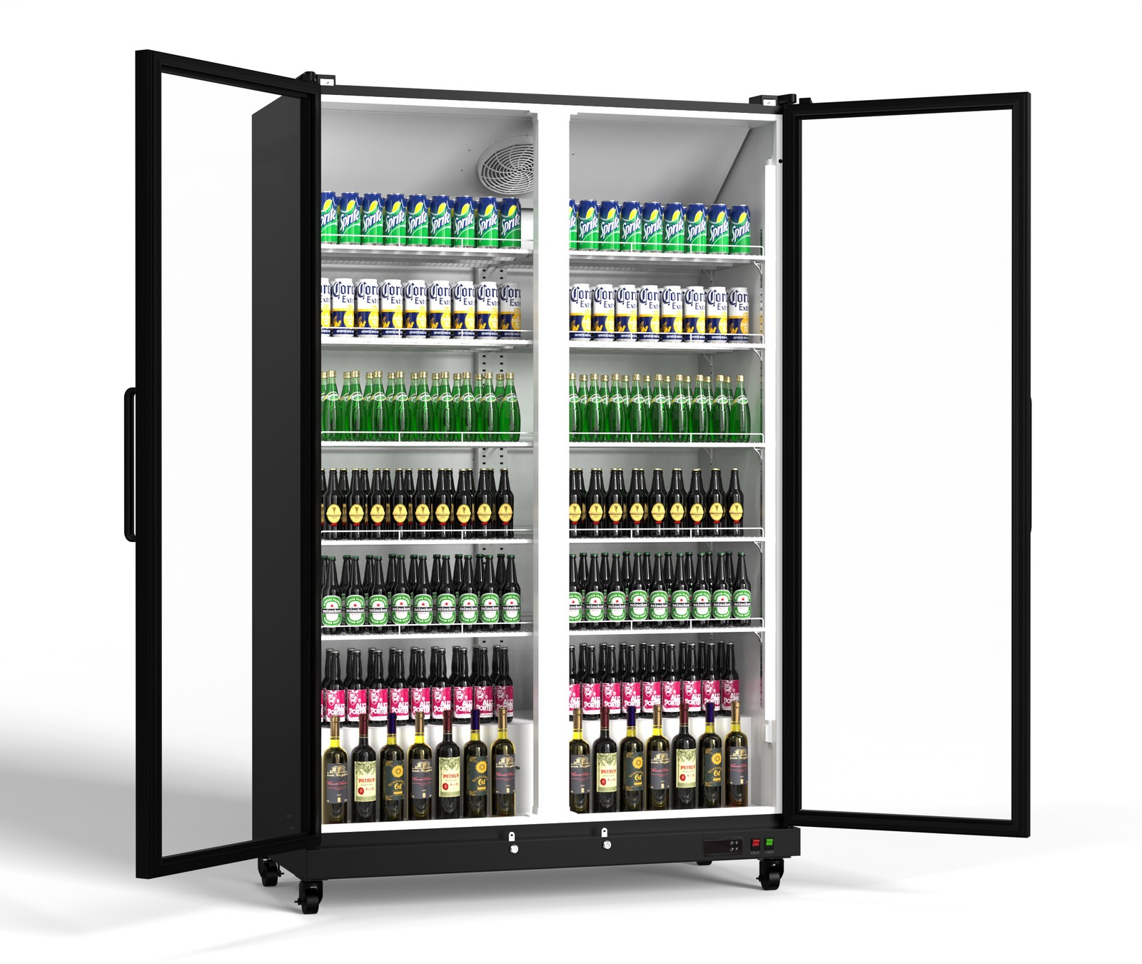 Yeego 37.79Cu.ft Commercial Display Beverage Refrigerator 2 Glass Door For Store