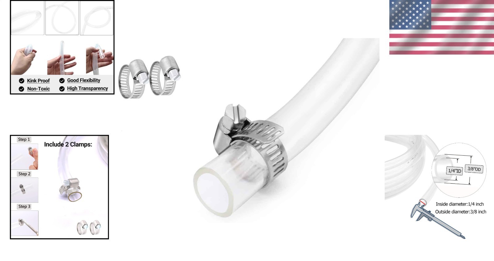 Clear Vinyl Tubing 10ft Flexible PVC Hose Lightweight Non-Toxic