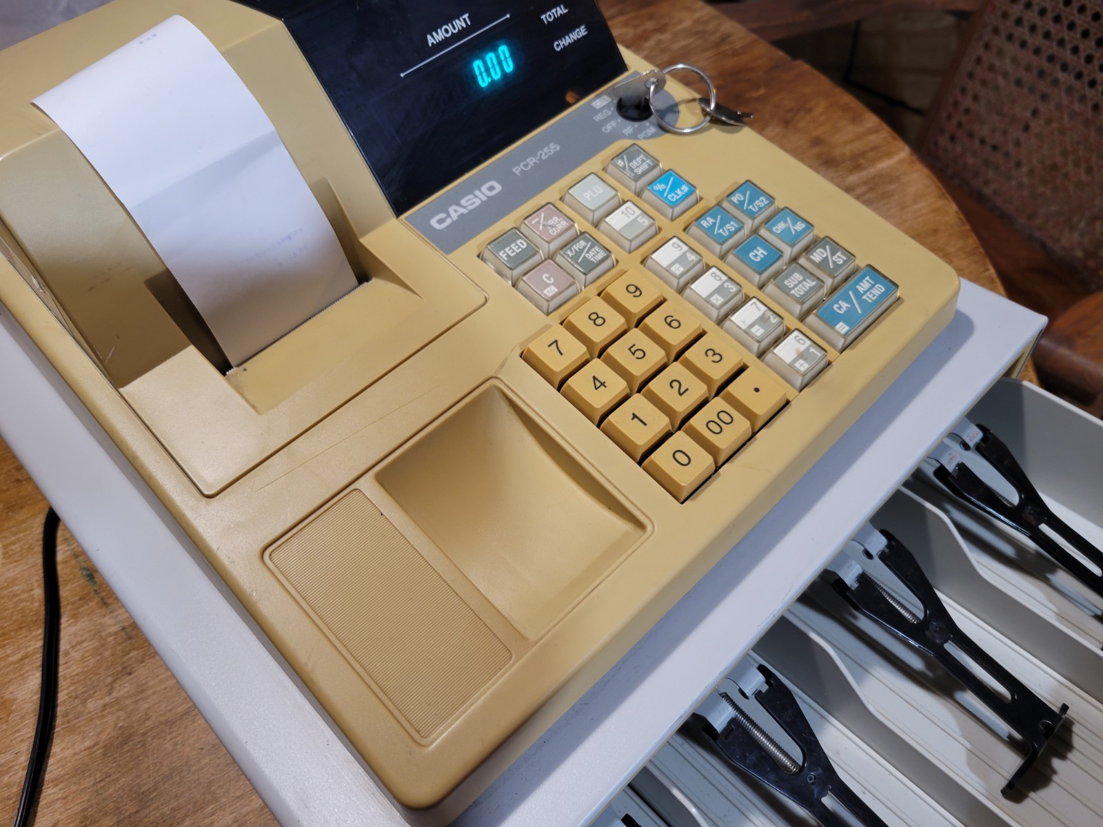 Vintage Casio PCR-255 Cash Register WORKING With Keys Lightweight