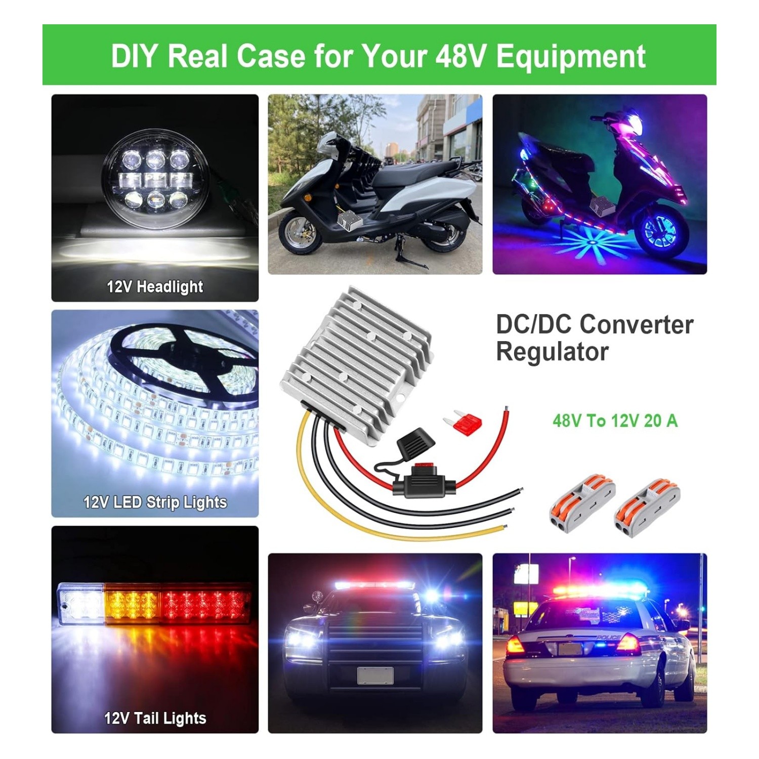 20 AMP 48V 36V VOLT VOLTAGE REDUCER REGULATOR TO 12V Golf Cart Dc Buck Converter