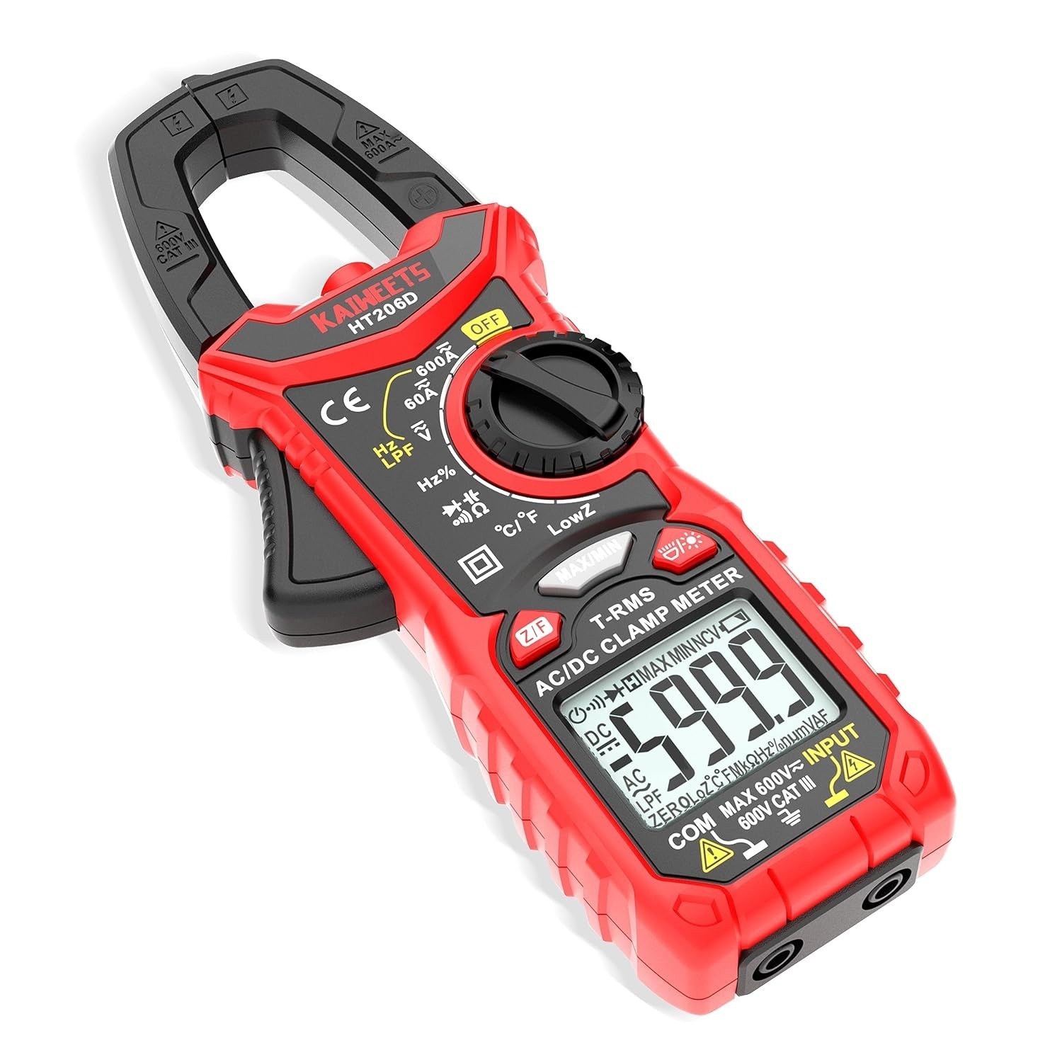 Professional Digital Clamp Meter with Two-Color Backlit LCD and Multi-Functions