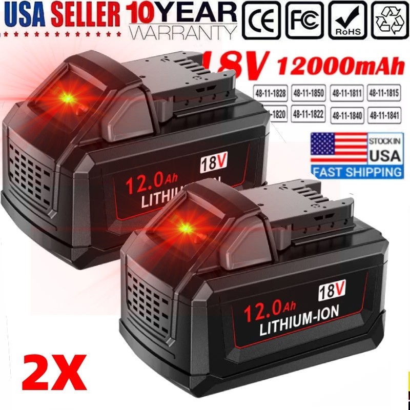 2 PACK For Milwaukee For M18 18V 12.0Ah Extended Capacity Battery 48-11-1860 NEW