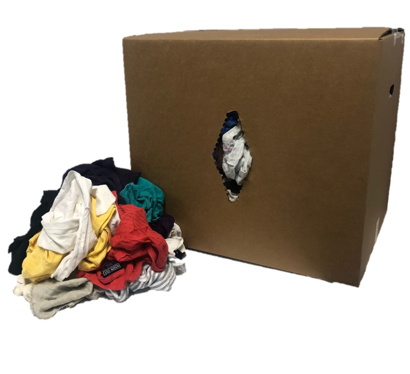 PALLET OF COLORED T-SHIRT RAGS – 50 LBs – 12 BOXES – 600 LB – FREE SHIPPING!!
