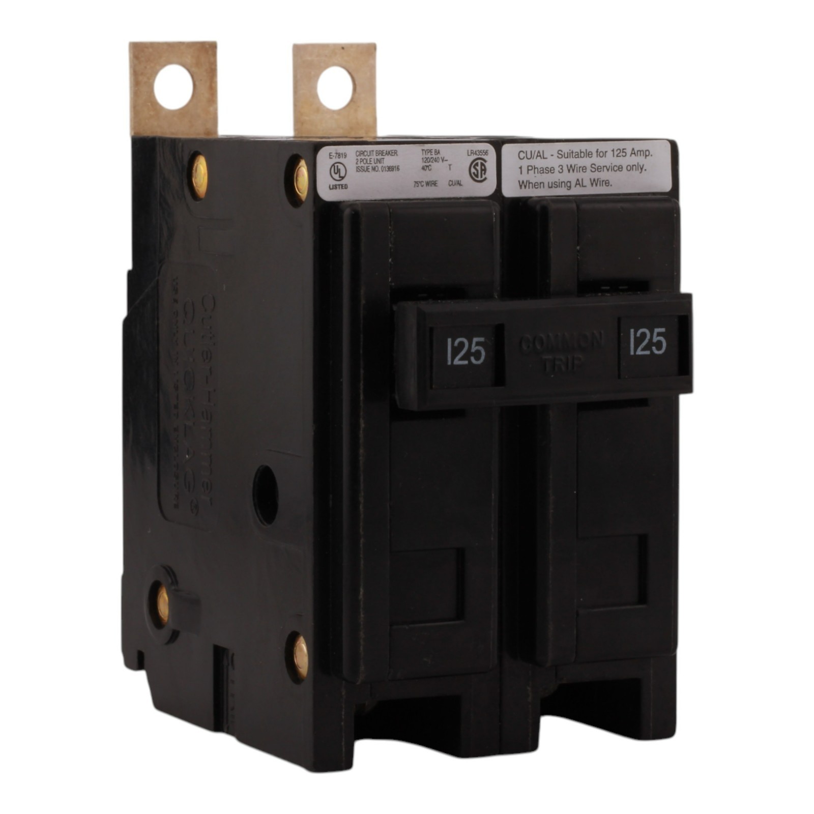 NEW Eaton Cutler Hammer BAB2125, 125 Amp, 2 Pole, Bolt On Circuit Breaker