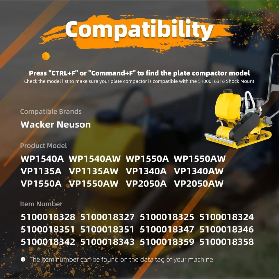 Upgraded Compactor Rubber Shock Mount 4 Pack-Compatible with Wacker Neuson Plate