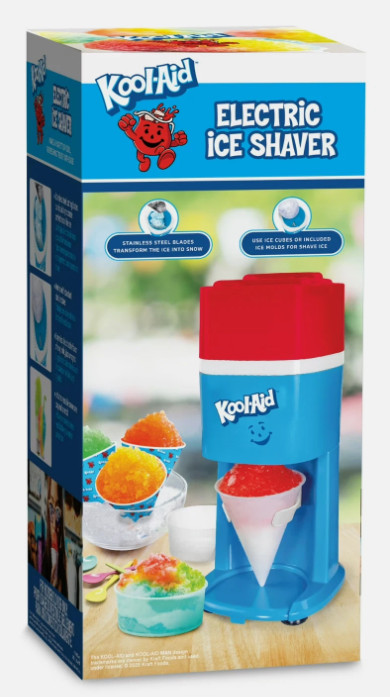 Kool-Aid Electric Ice Shaver Snow Cone Maker with SS Blades Red/White/Blue NEW