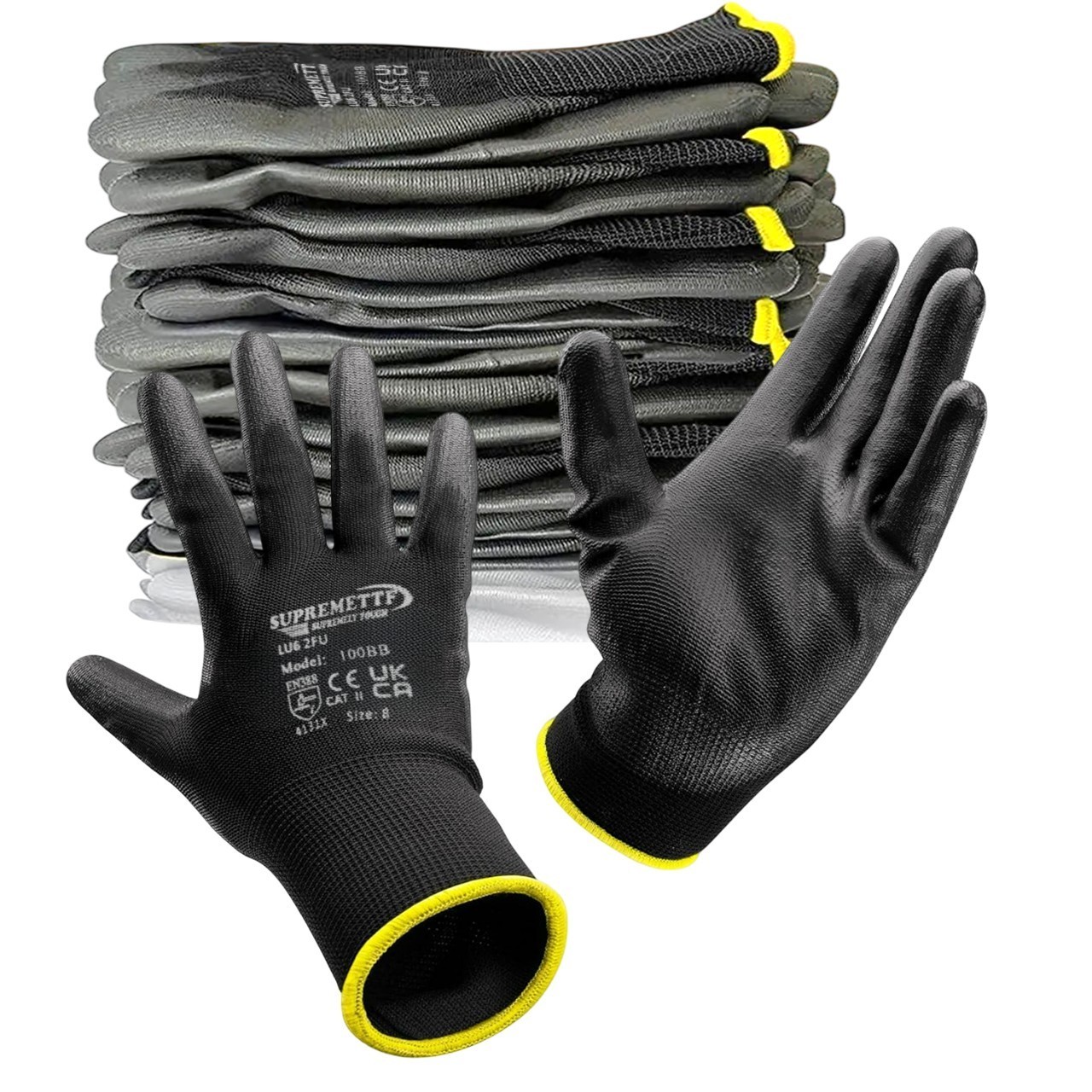 12 Pairs PU Coated Safety Work Gloves Glove Garden Grip Mens Builders Gardening
