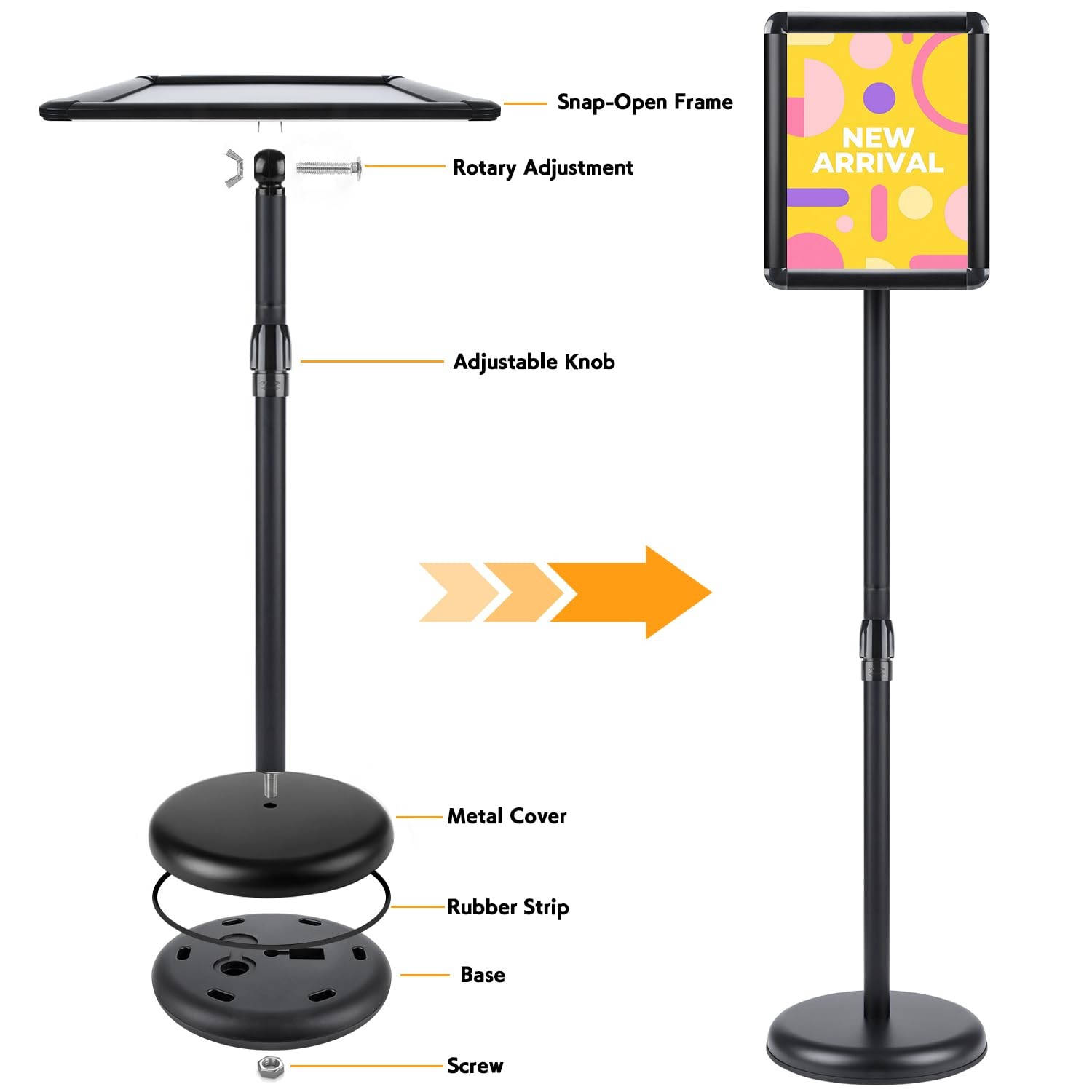 Floor Standing Sign Holder Stand, 8.5×11 Inches Stand Up Sign Holder with 360…