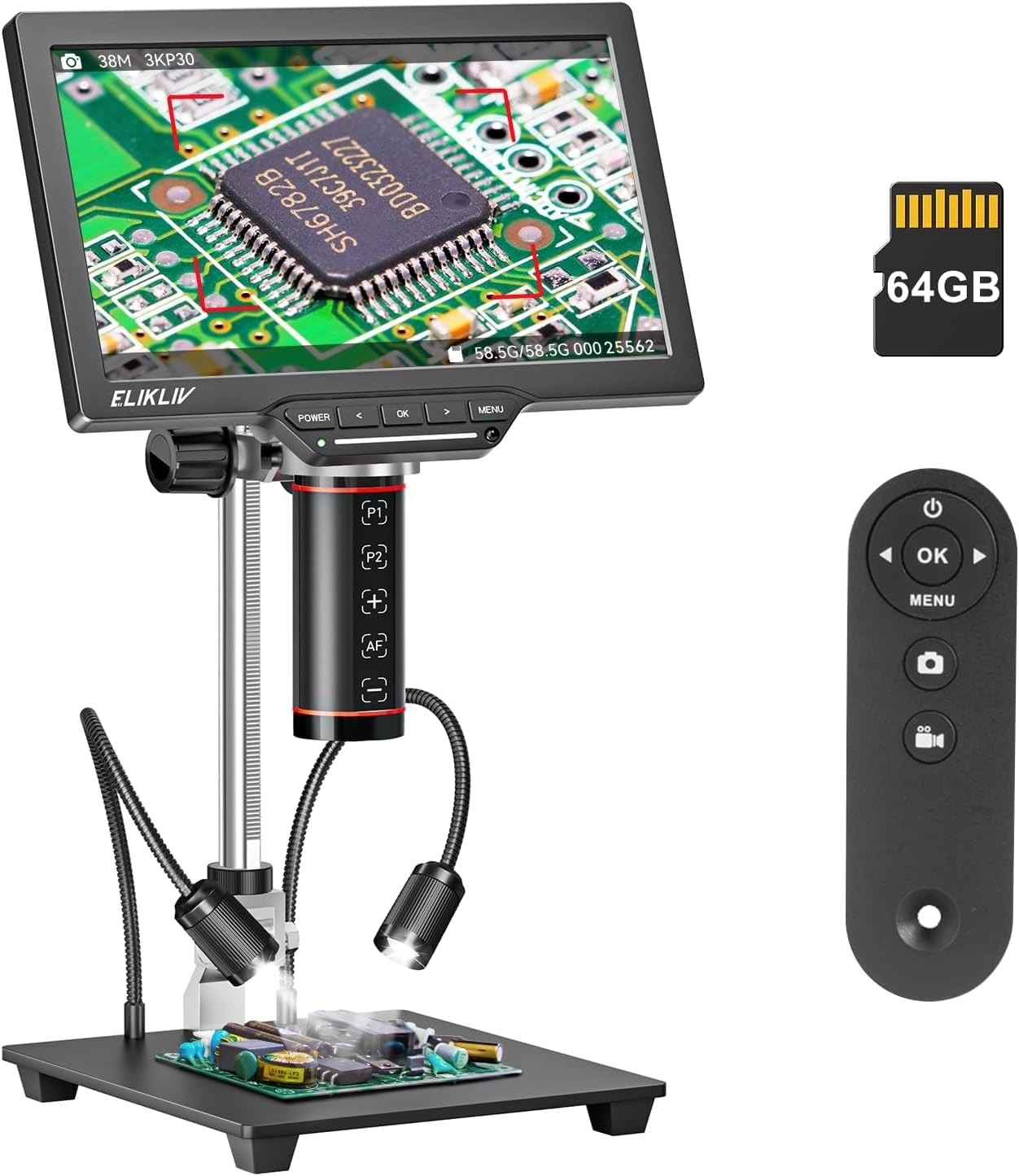 Elikliv Autofocus Digital Microscope Coin Microscopes 10.1″ Soldering Microscope