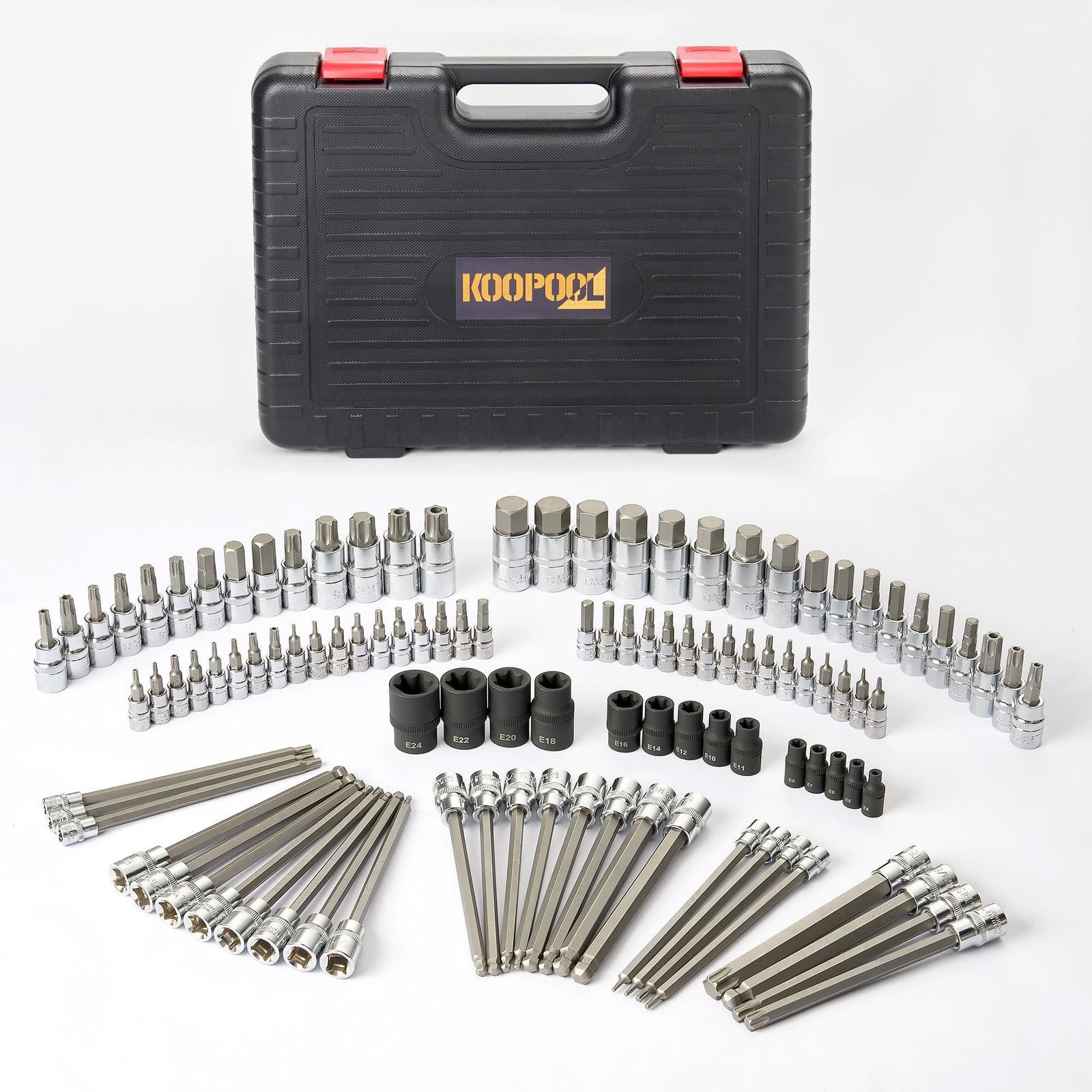 107-Piece Master Torx & Allen Bit Socket Set, S2 Steel, 1/4″ 3/8″ One Size