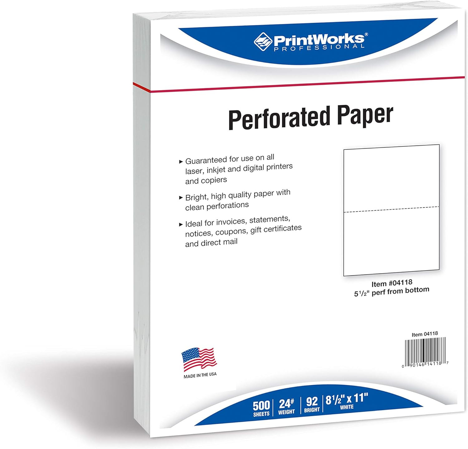 Professional Perforated Paper, 500 Sheets, 2 Part Perf