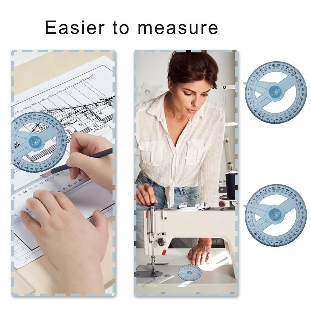 2 PCS Circle Protractor Rulers Plastic Swing Arm Angle Rulers for Kids