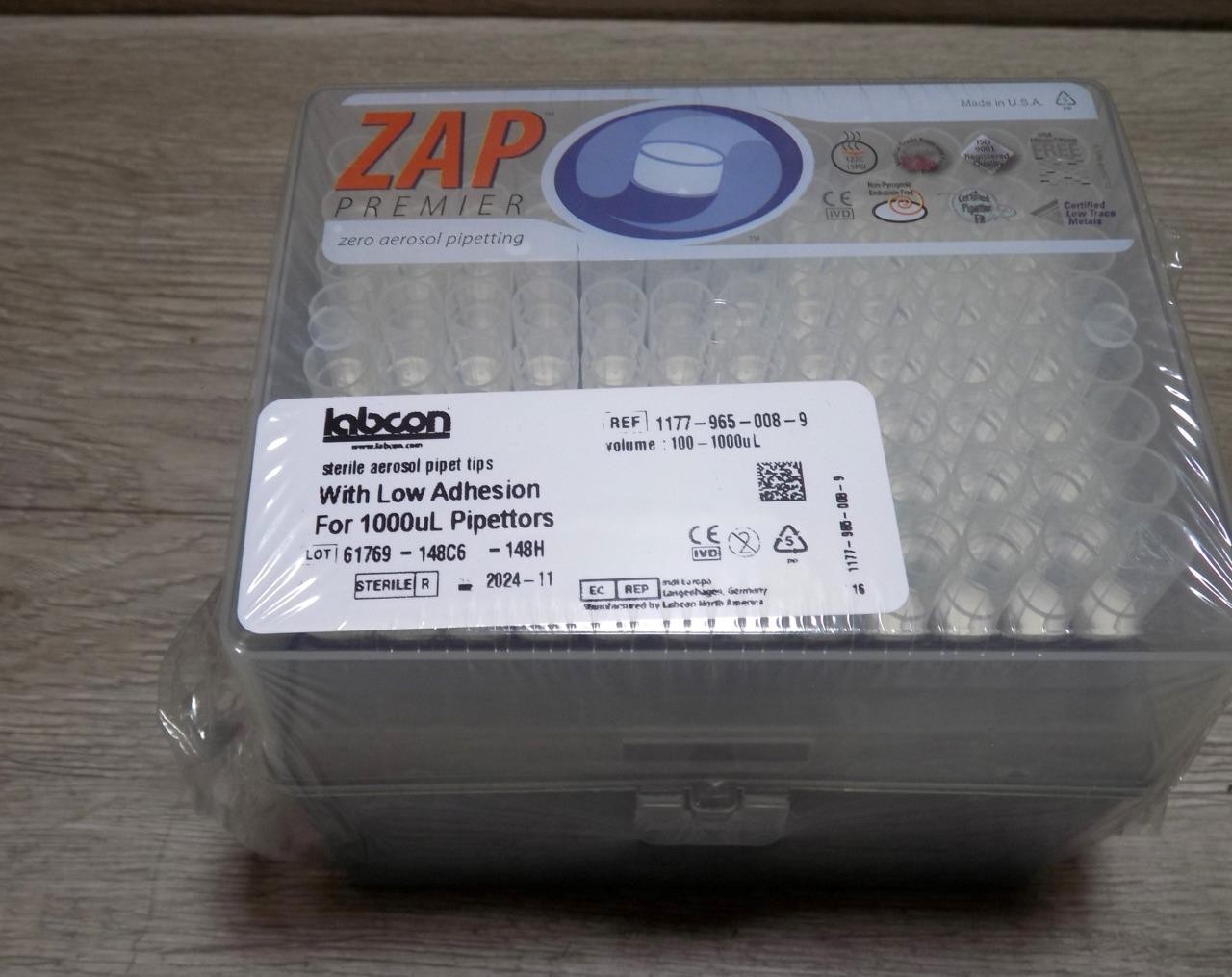 Zap Premier Labcon 1177-965-008-9 1000 uL Pipet Tips 576/total