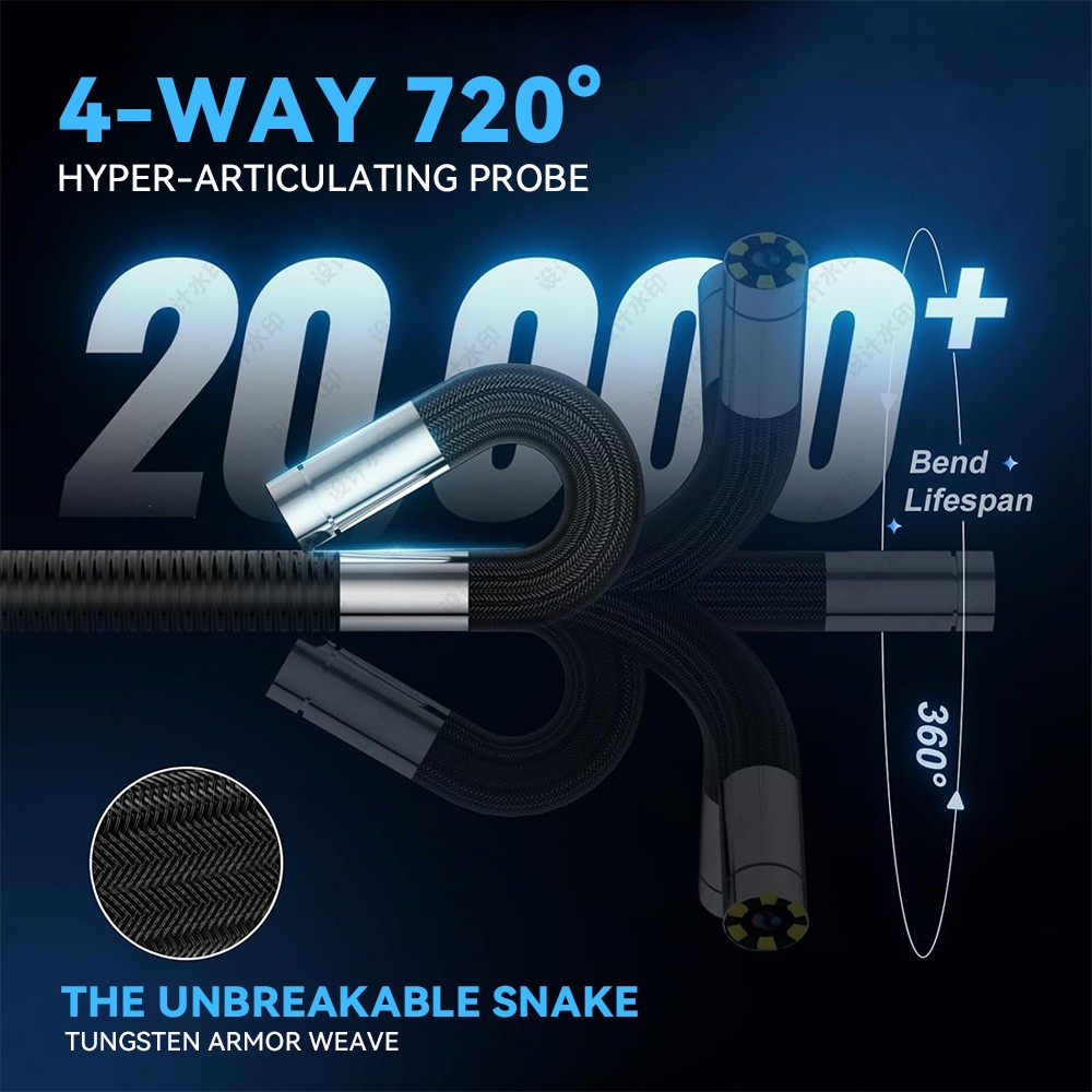 SALE! Ralcam 4-Way 720° Inspection Borescope Endoscope Camera 3.3ft Semi Rigid