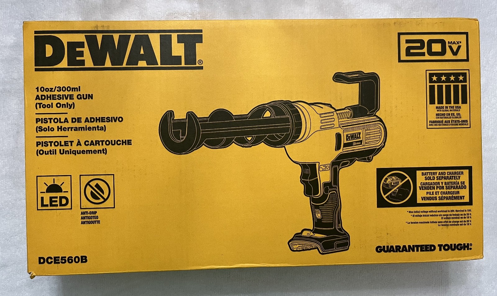 New Dewalt DCE560B 20V Max Li-ion Cordless 10oz/300ml Caulk / Adhesive Gun (NIB)