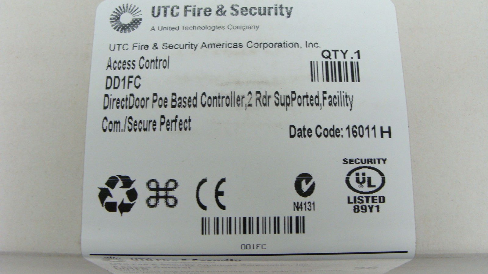 UTC Fire & Security DD1FC Directdoor Controller NEW NOS