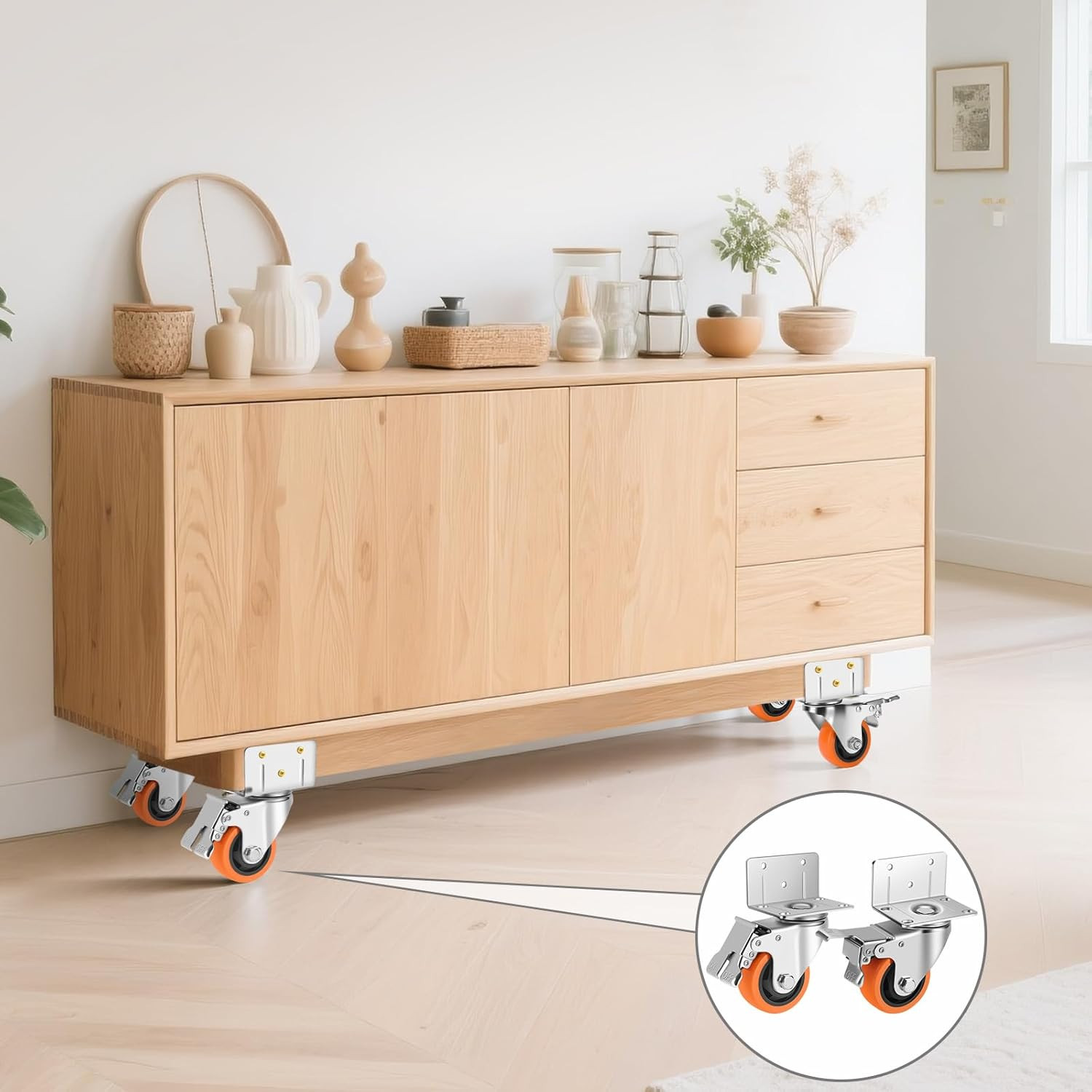 Caster Wheels,3 Inch L-Shaped Casters Set of 4 Heavy Duty for Furniture | Indust