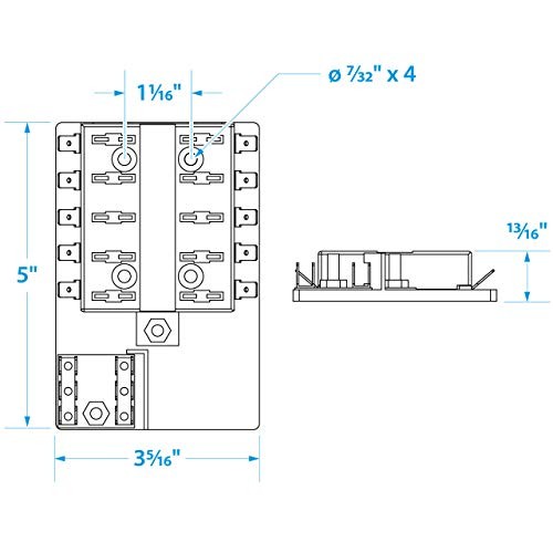 Seachoice Fuse Block Ato/Atc 10 Gang Ground Bar 12V 13311