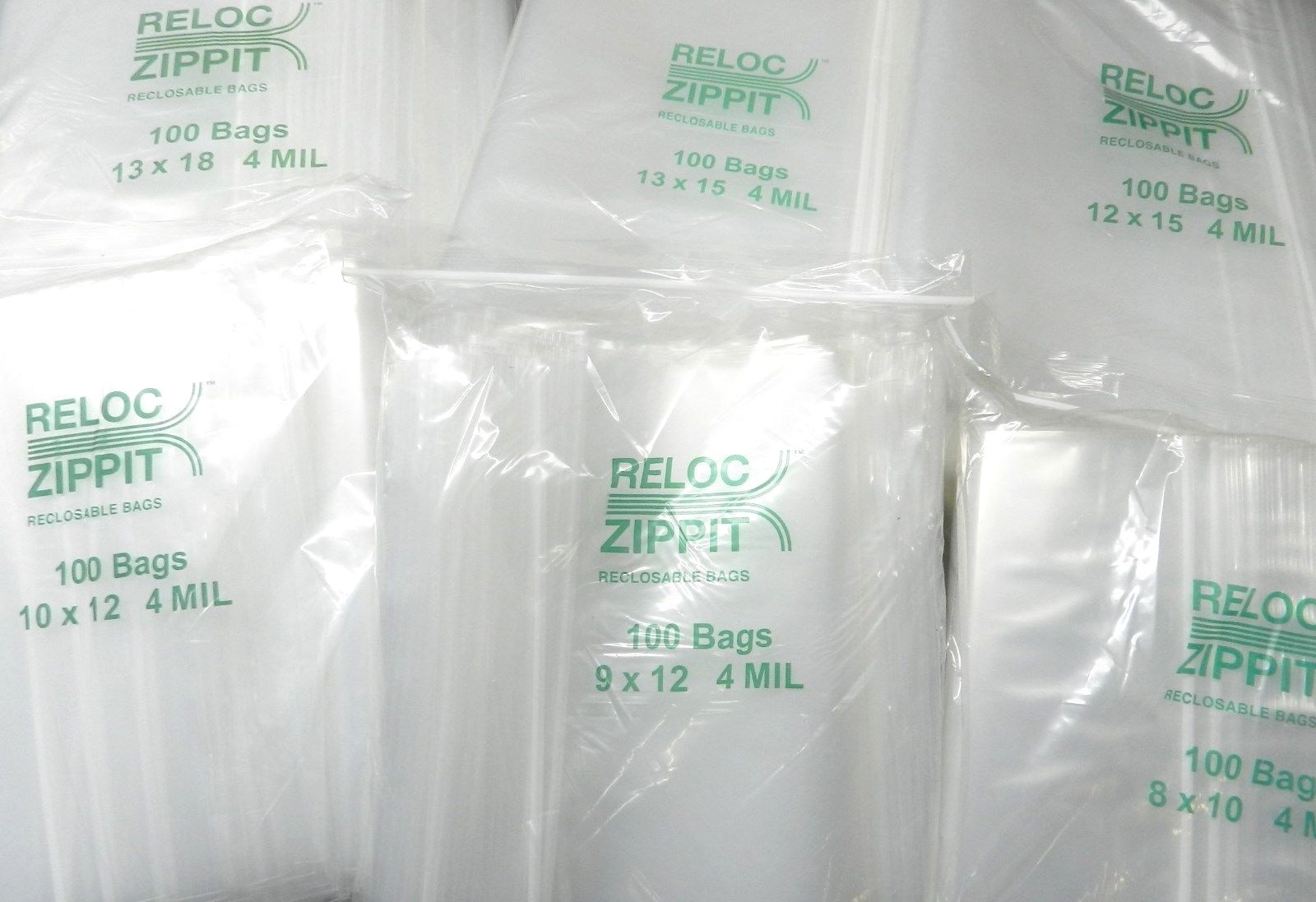 4mil Zip Seal Bags 6 Sizes Assortment 100@ 13×18 13×15 12×15 10×12 9×12 8×10