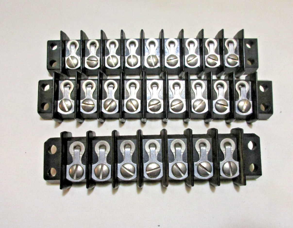 JONES Screw Terminal Blocks, «Y» Clips, 9 or 7 Poles, 9/16″ Centers, Fanning ..