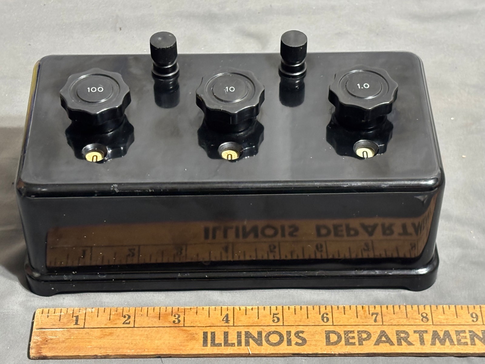Vtg black bakelite WELCH Decade Resistance Box 0-999ohm TEACHING SCHOOL 1950s