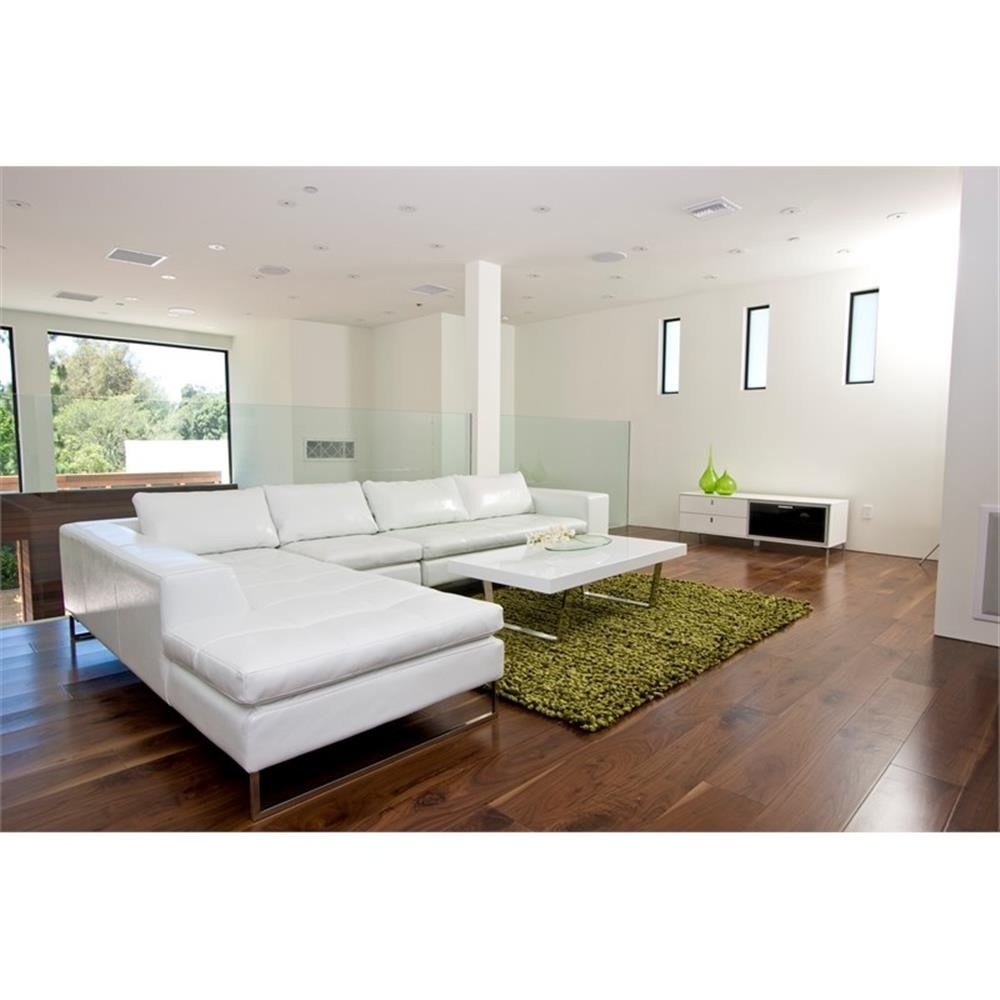 Pangea Home Vida Small Modern Glass & Polished Steel Metal Media Unit in White