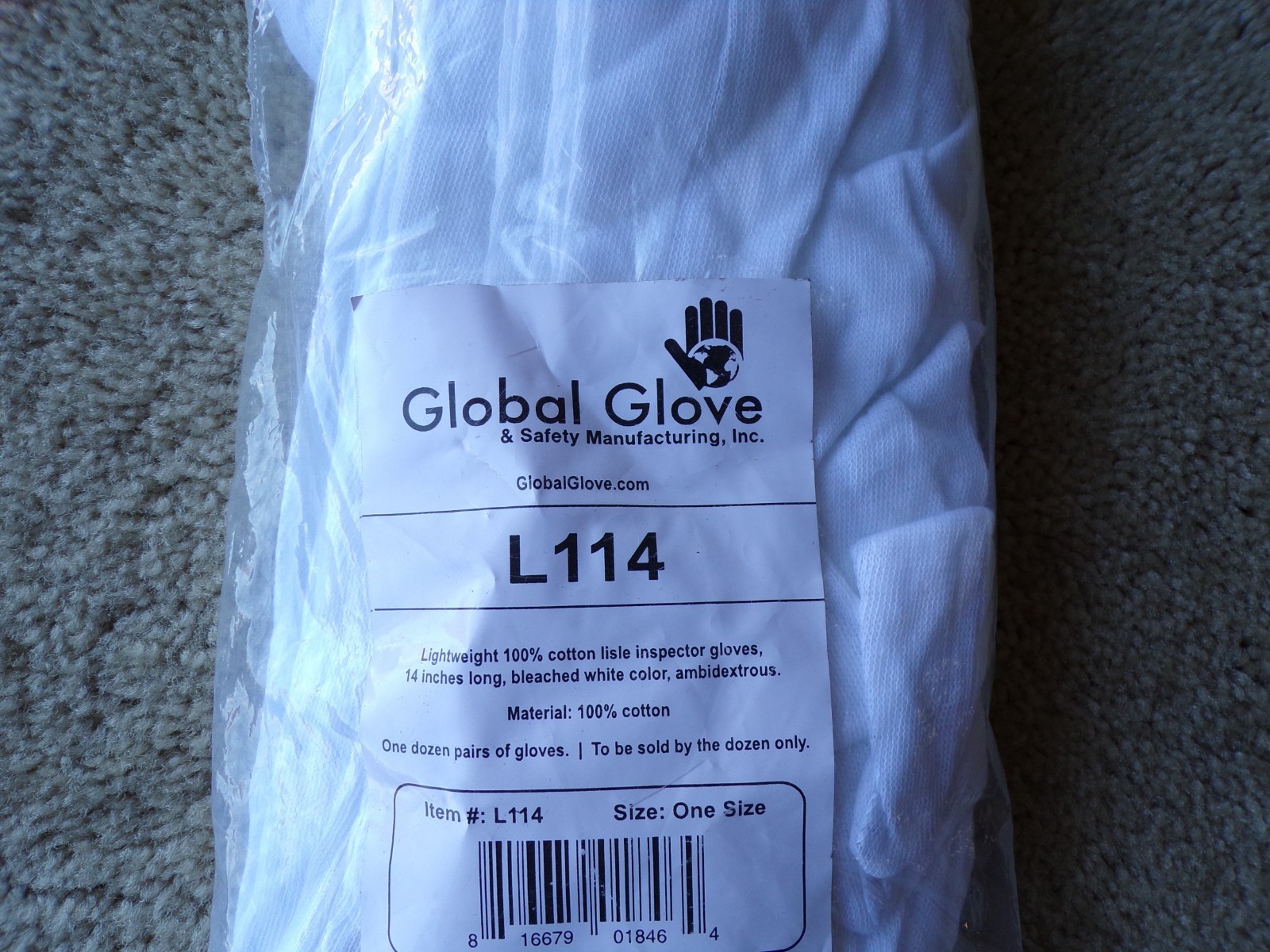 Global Glove L114 White Cotton Safety Gloves – 1 Dozen (12 Pairs) @d8