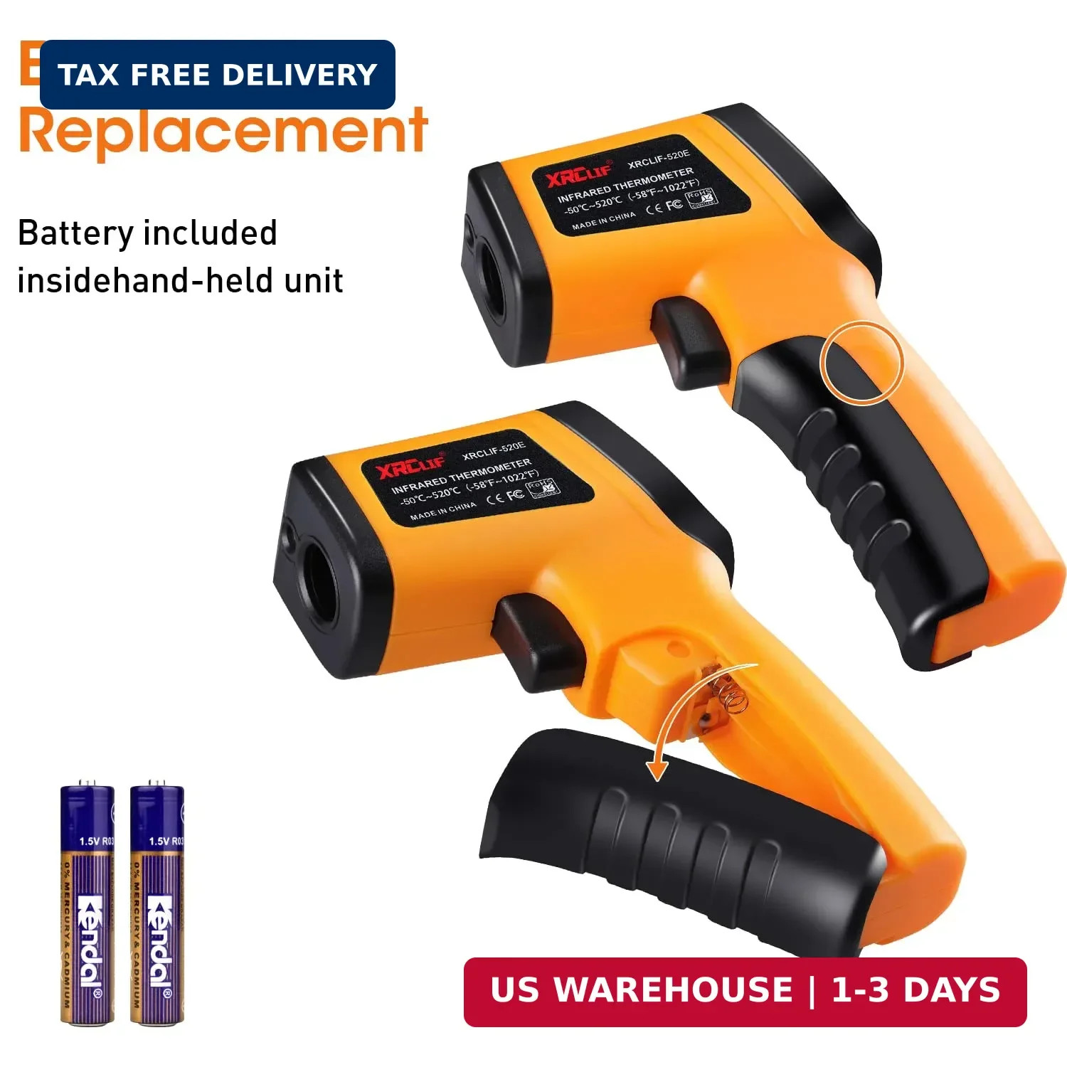 Laser Thermometer Infrared Temp Gun with Self Calibration -58°F to 1022°F (-50°C
